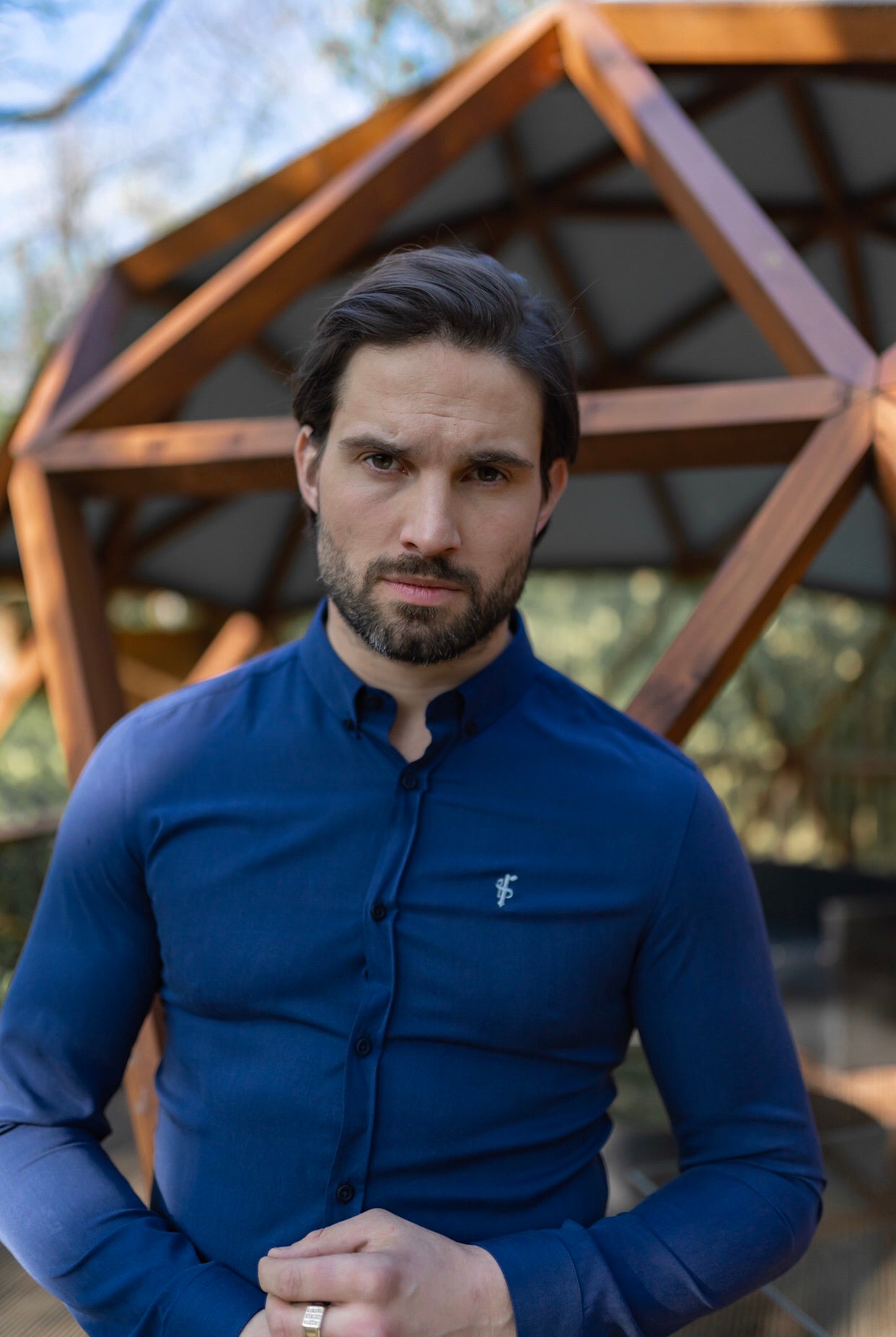 Classic Navy Lyocell Long Sleeve (Blue Emblem) - FS467