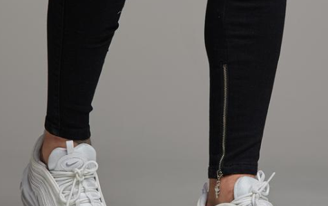 Zipped Ankle Slim Stretch Black Jeans - FSH235
