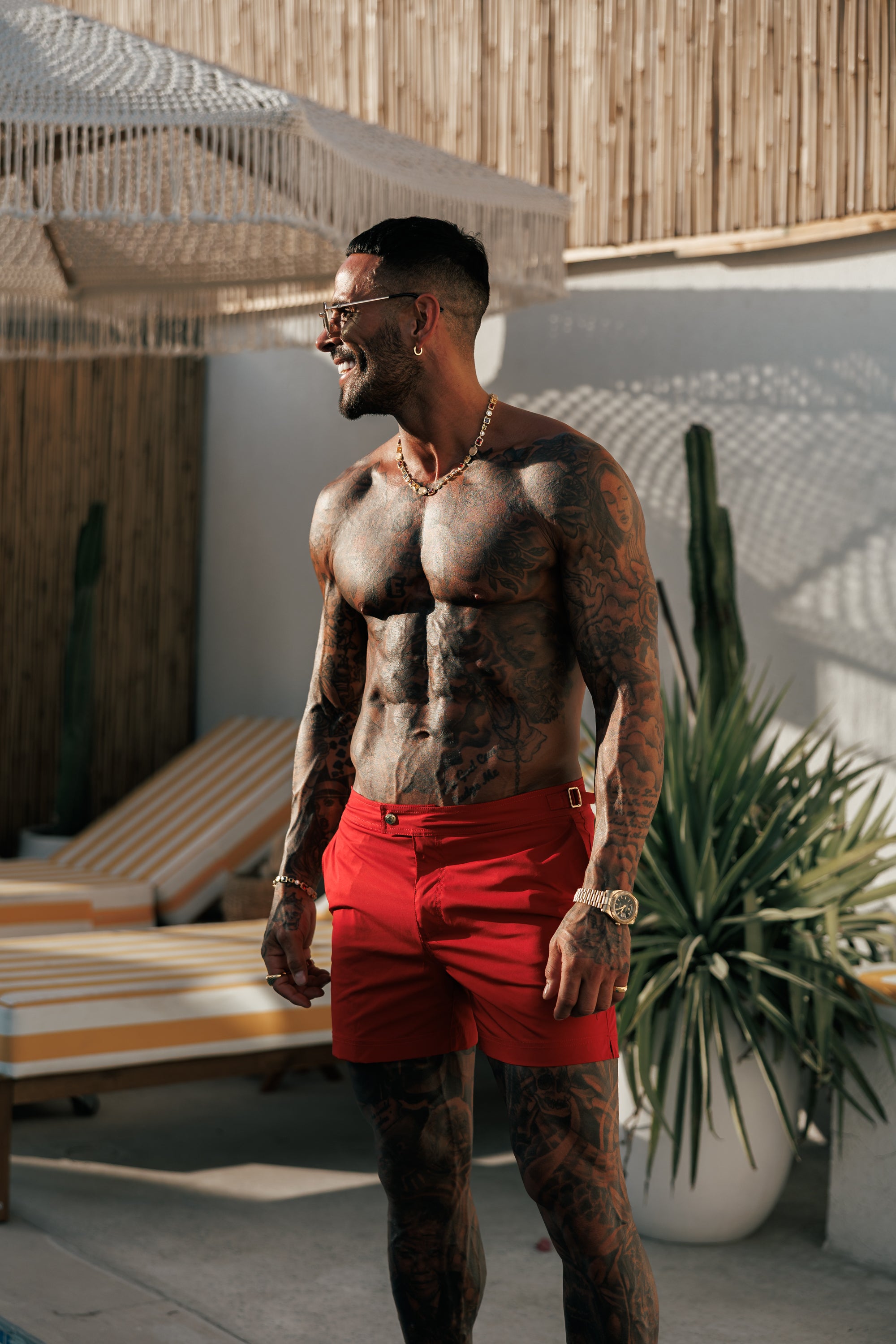 Red / Gold Swim Shorts - FSN226