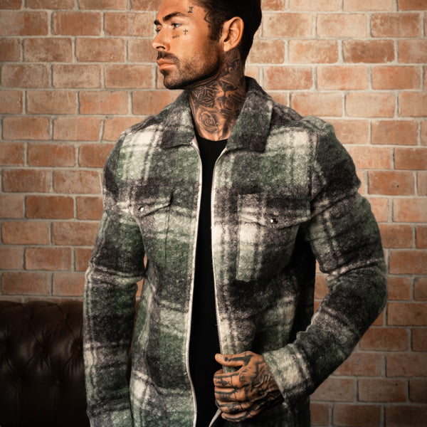 FS Boucle Zipped Check Jacket Green - FSN156 – Father Sons