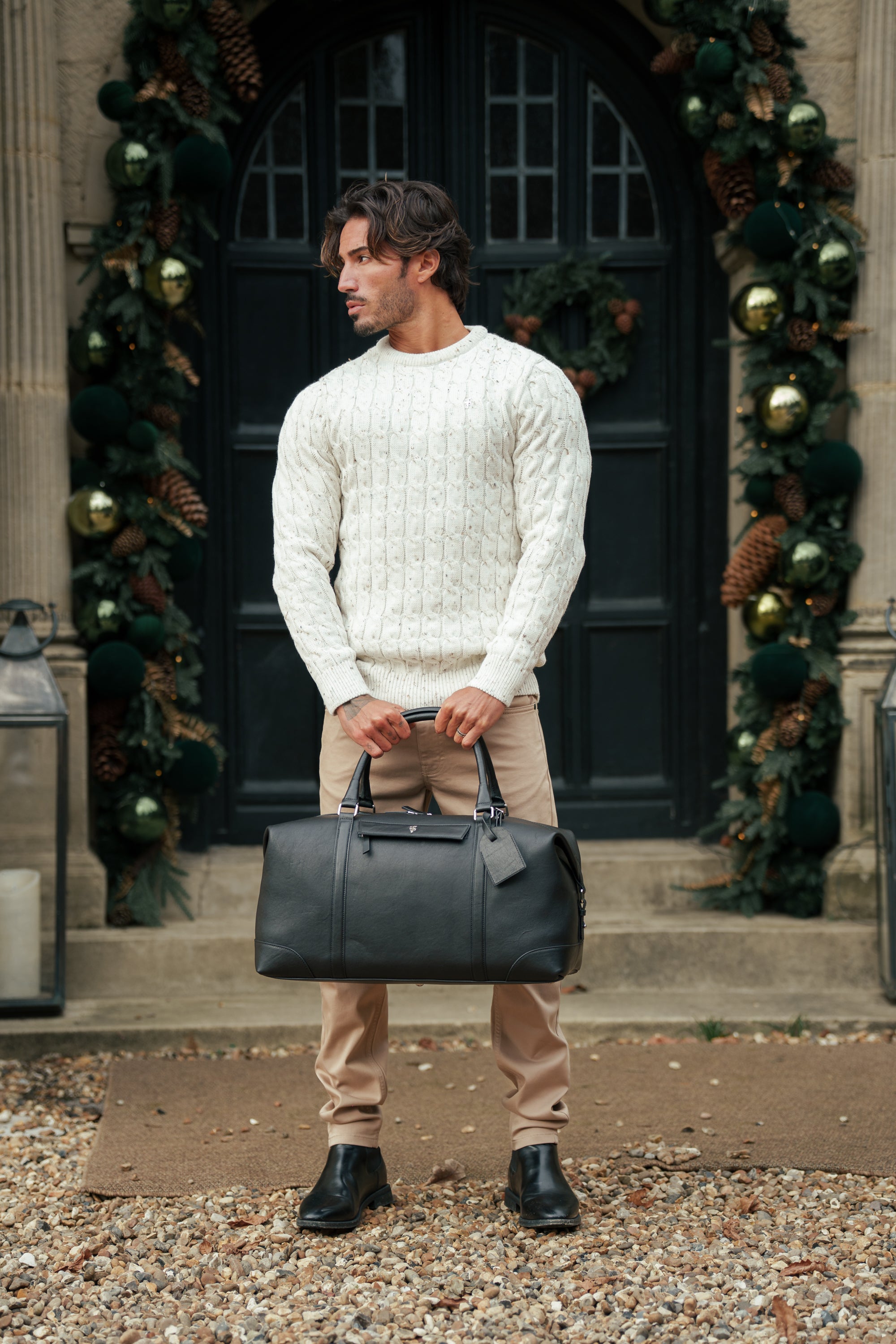 Link Weave Knit Beige Fleck Crew Neck Jumper - FSJ128