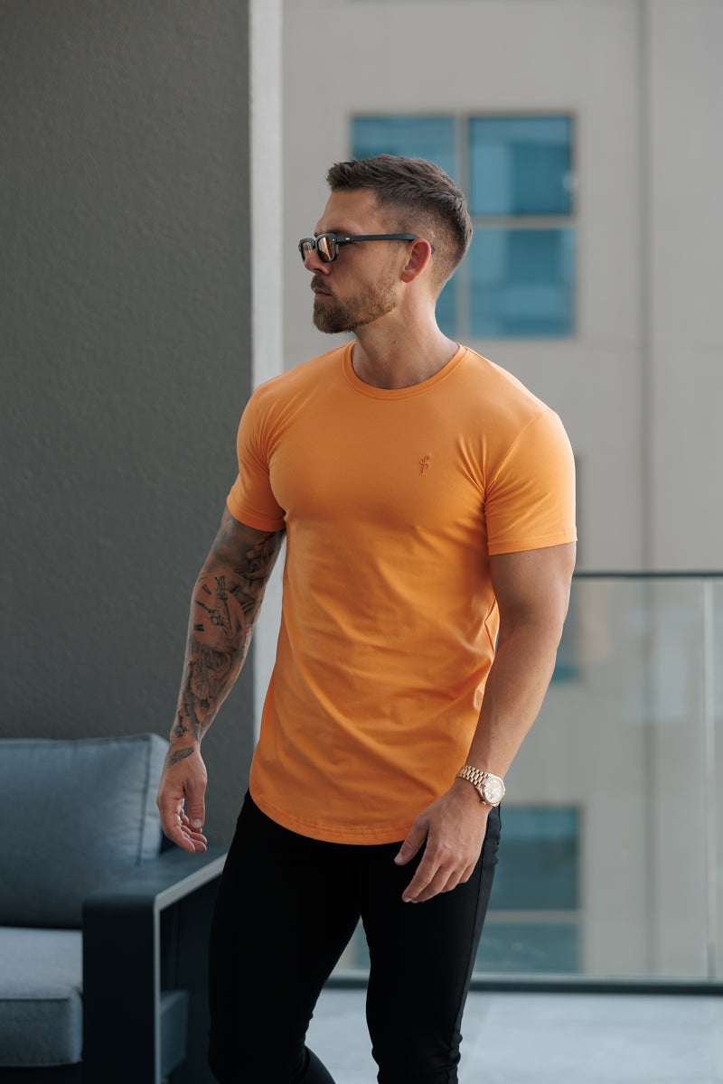 Father Sons Classic Orange Tonal Curved Hem Crew T Shirt - FSH1152