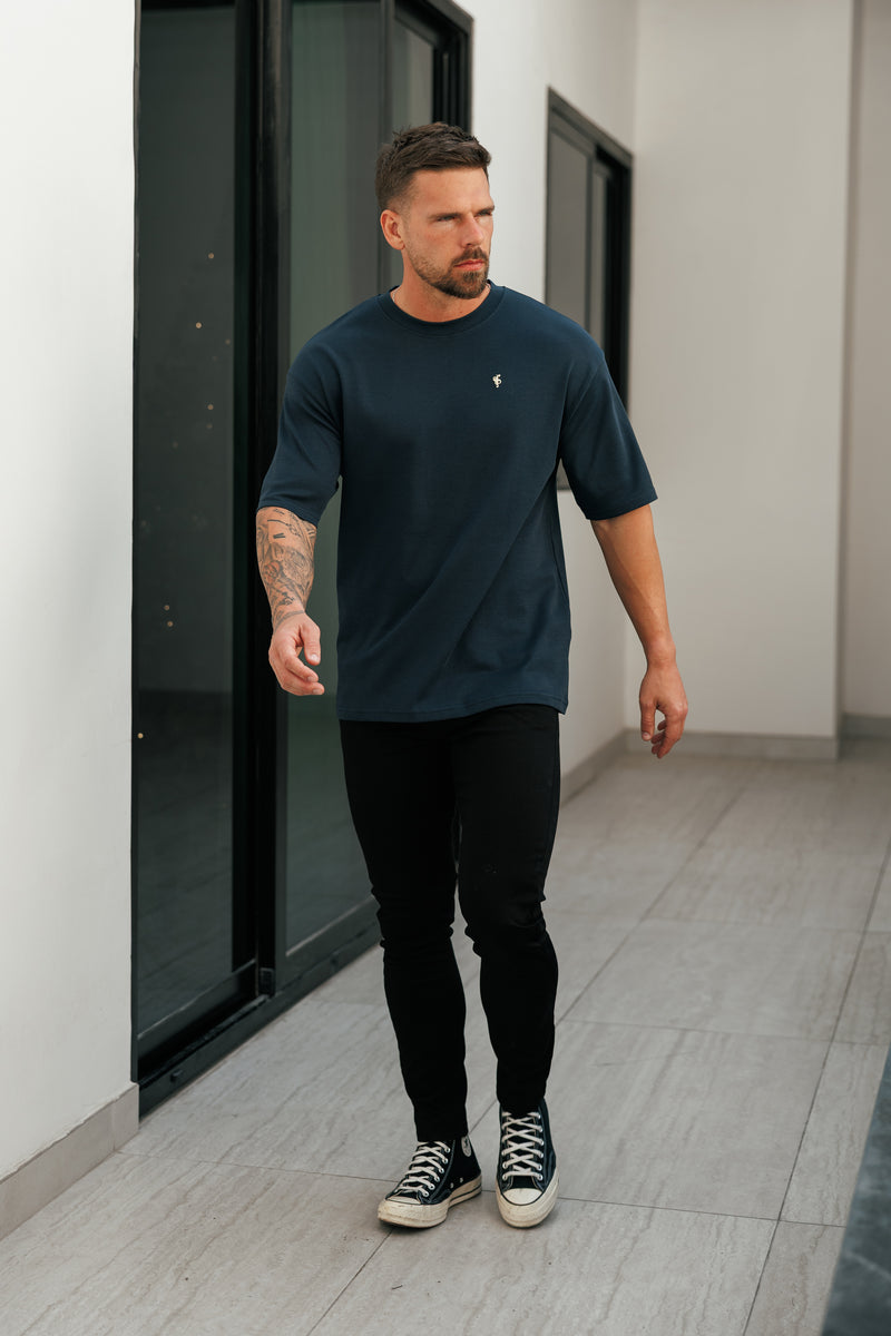 Father Sons Classic Navy / Gold Oversized Crew T Shirt - FSH1422