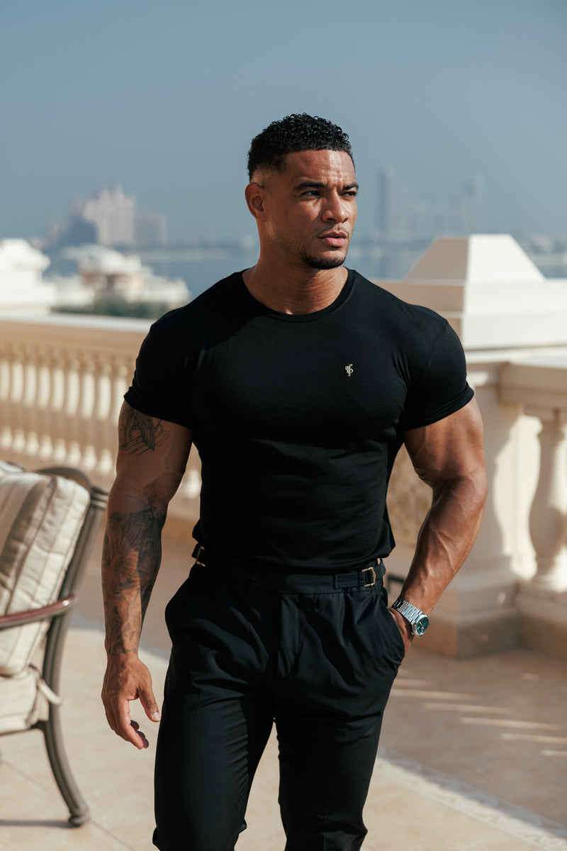 Father Sons Classic Black Bamboo Crew with Gold Metal Emblem Decal FSH1382