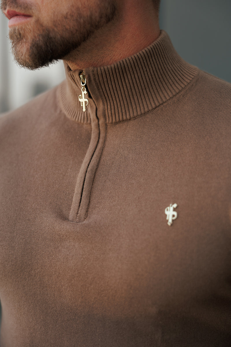 FS Camel Funnel Neck Knitted Jumper With FS Branding - FSN187