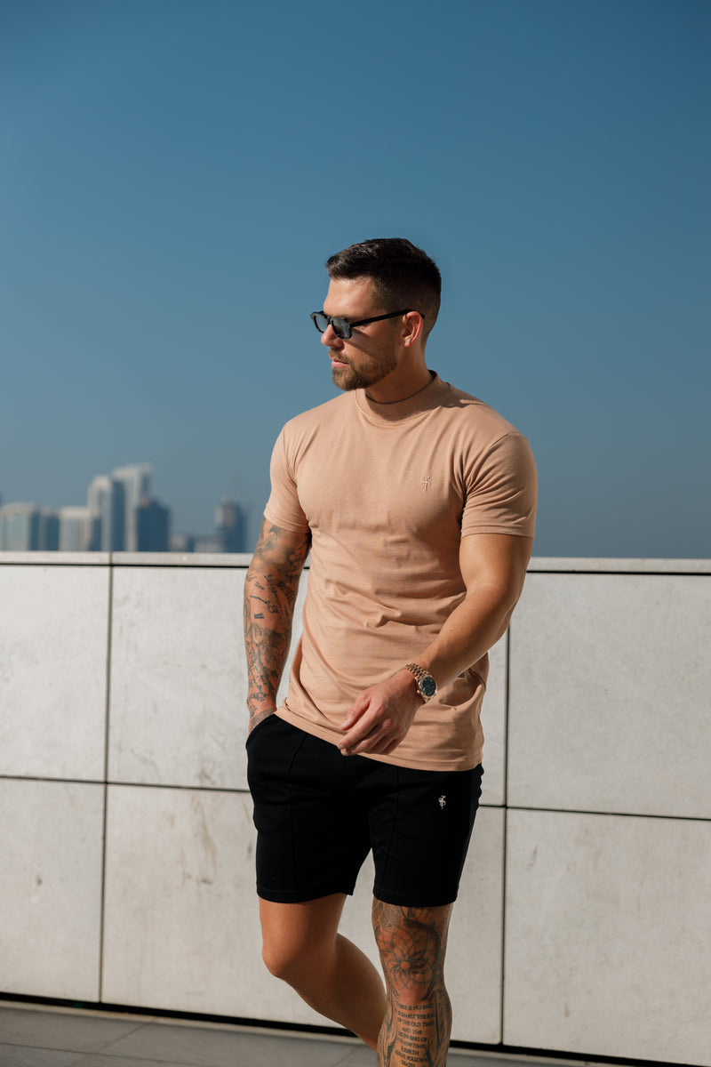 Father Sons Ribbed High Neck Crew Short Sleeve Coffee - FSH1008