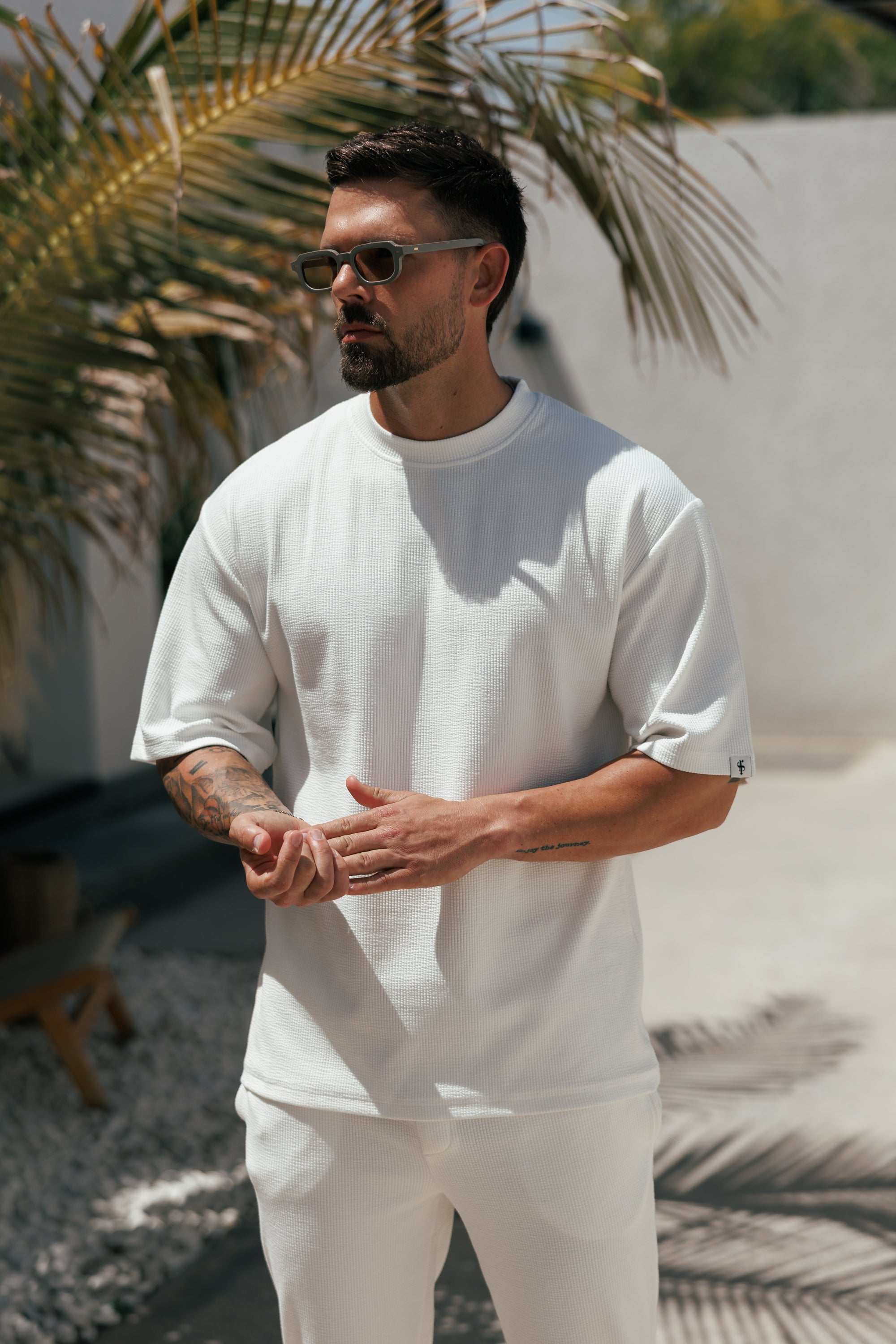 Jersey Cord White Oversized T-Shirt - FSR101 (PRE ORDER 12TH JUNE)