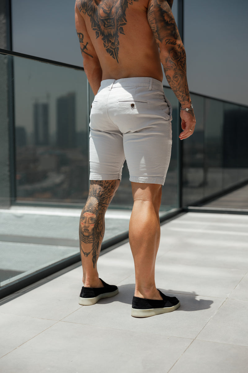 Father Sons Slim Fit Light Grey Chino Shorts - FSH984