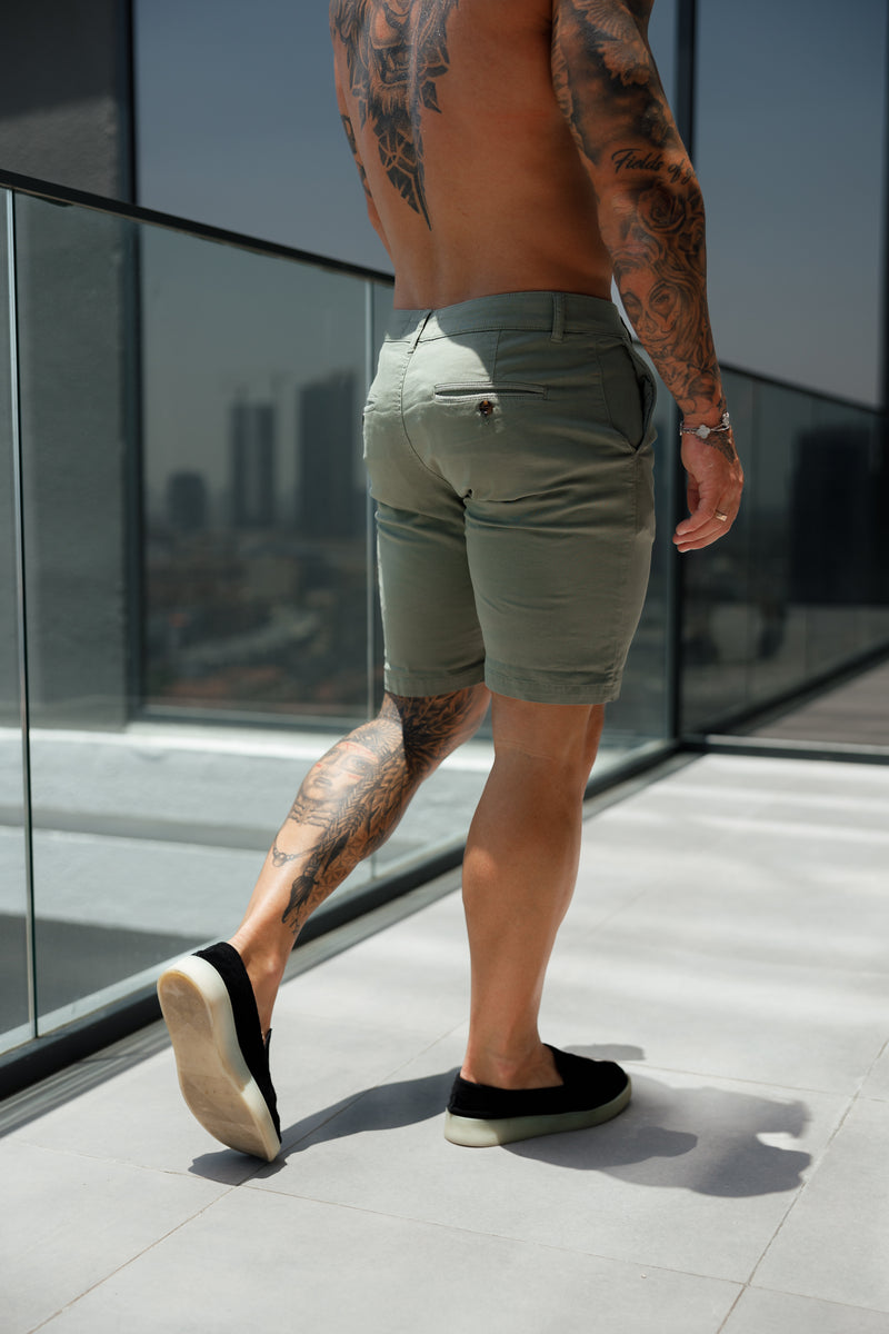 Father Sons Slim Fit Olive Chino Shorts - FSH987