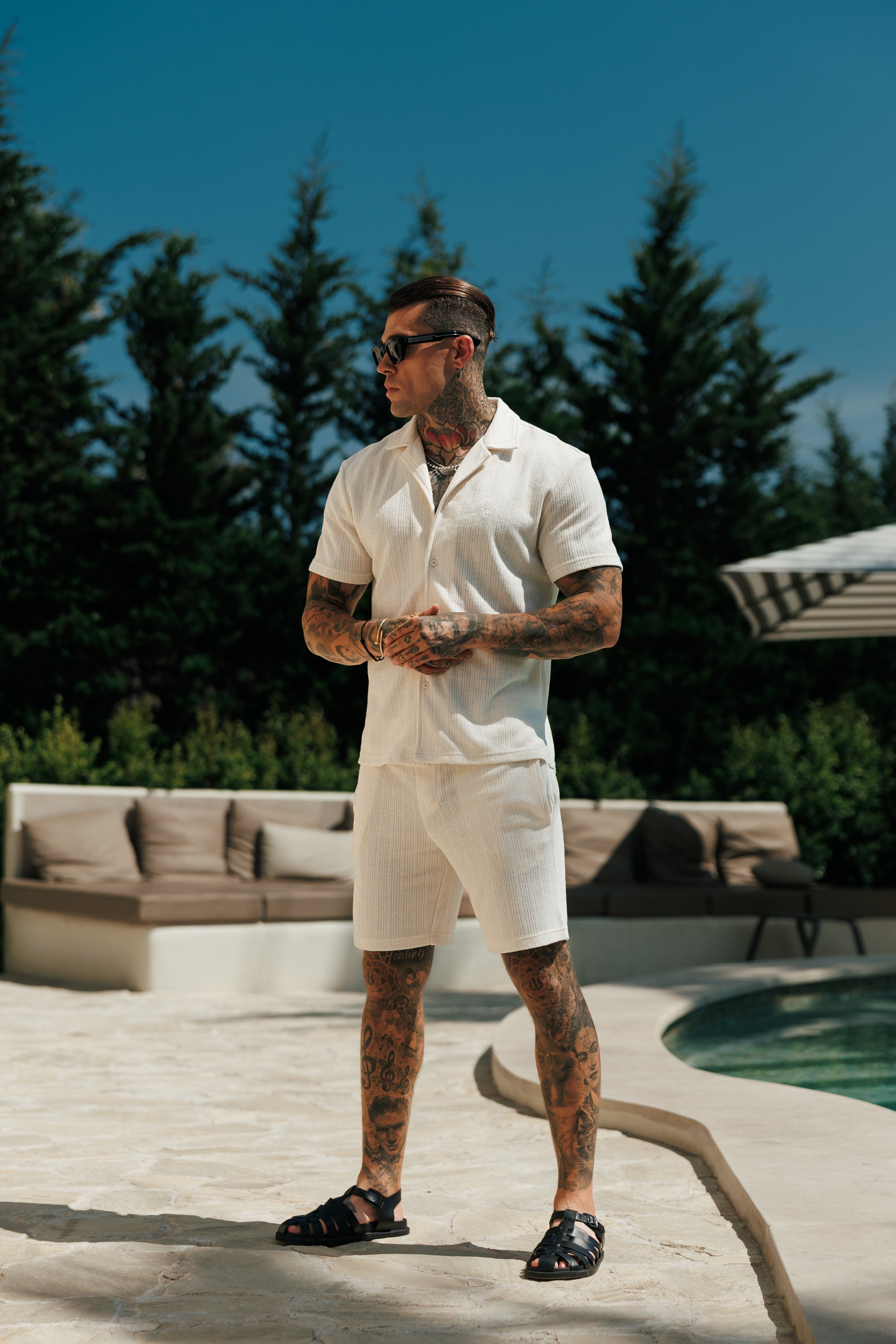 Waffle Revere Short Sleeve Shirt Off White  - FSR109