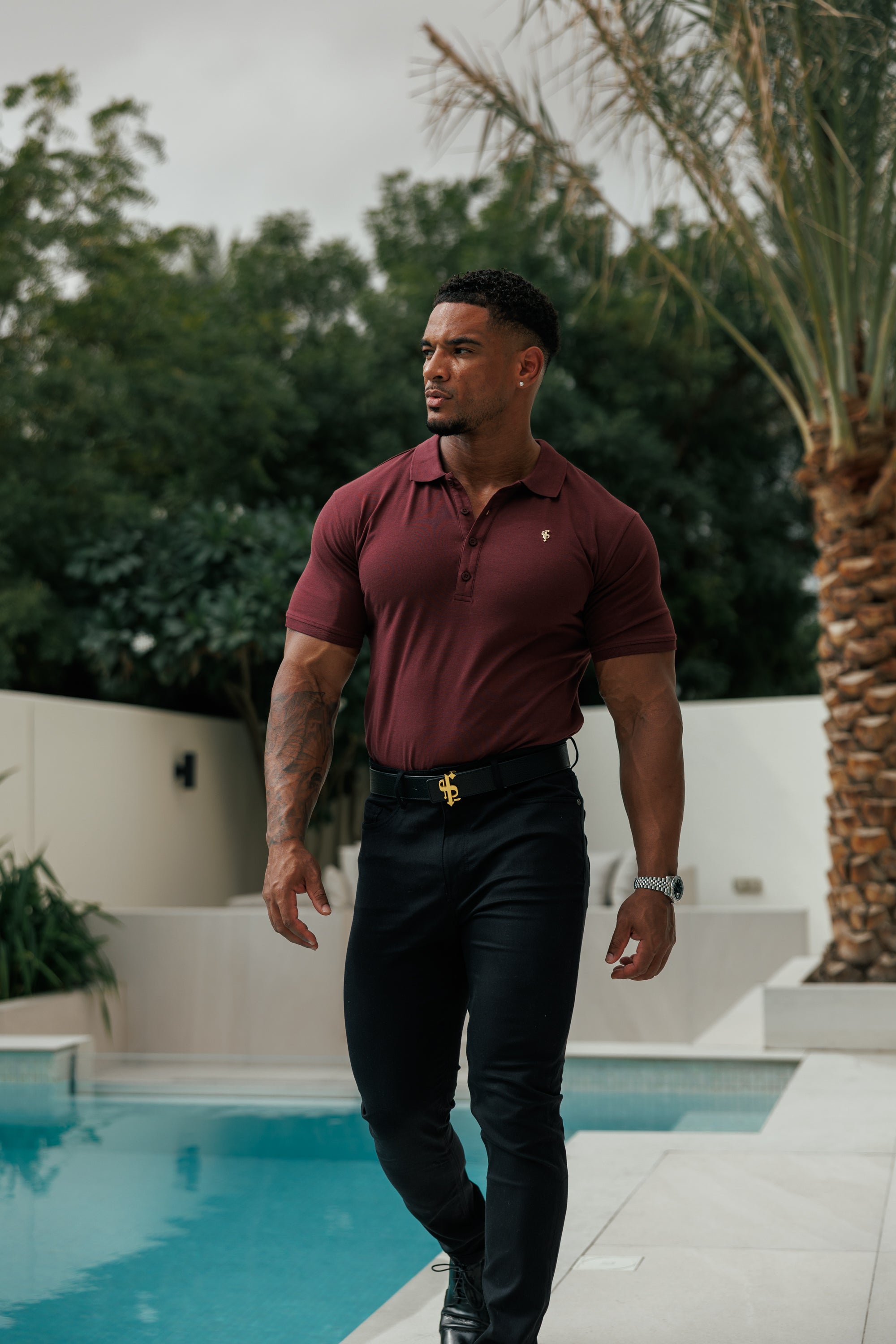 Burgundy / Gold Polo Shirt - FSH1407