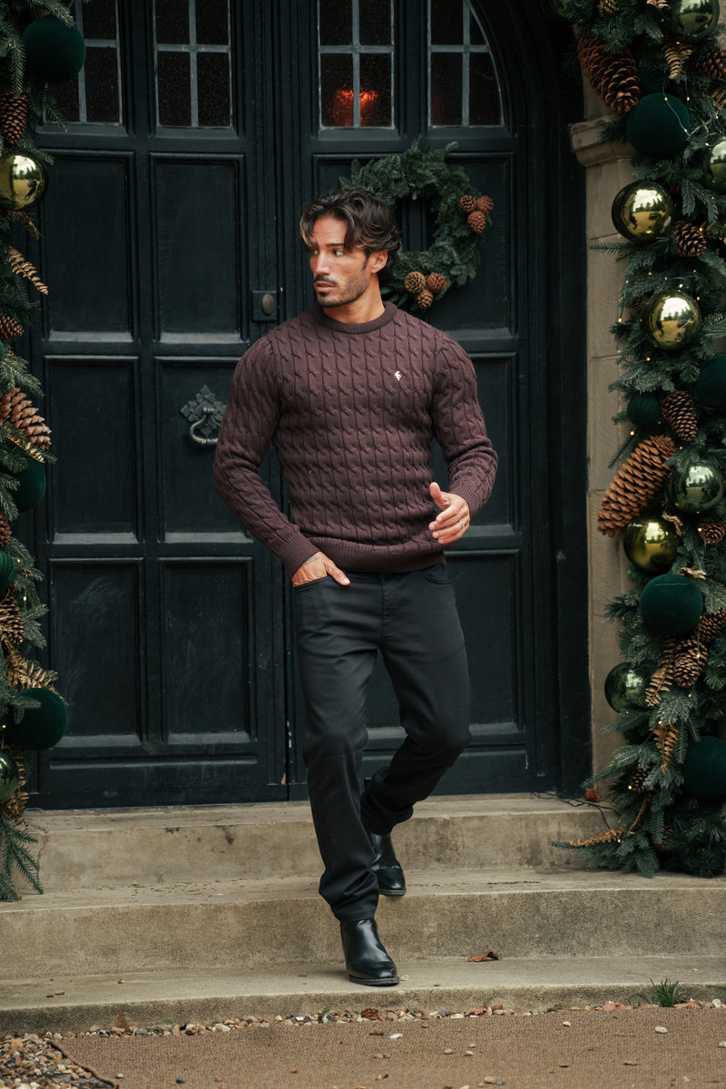 Father Sons Link Weave Knit Brown Crew Neck Jumper - FSJ141