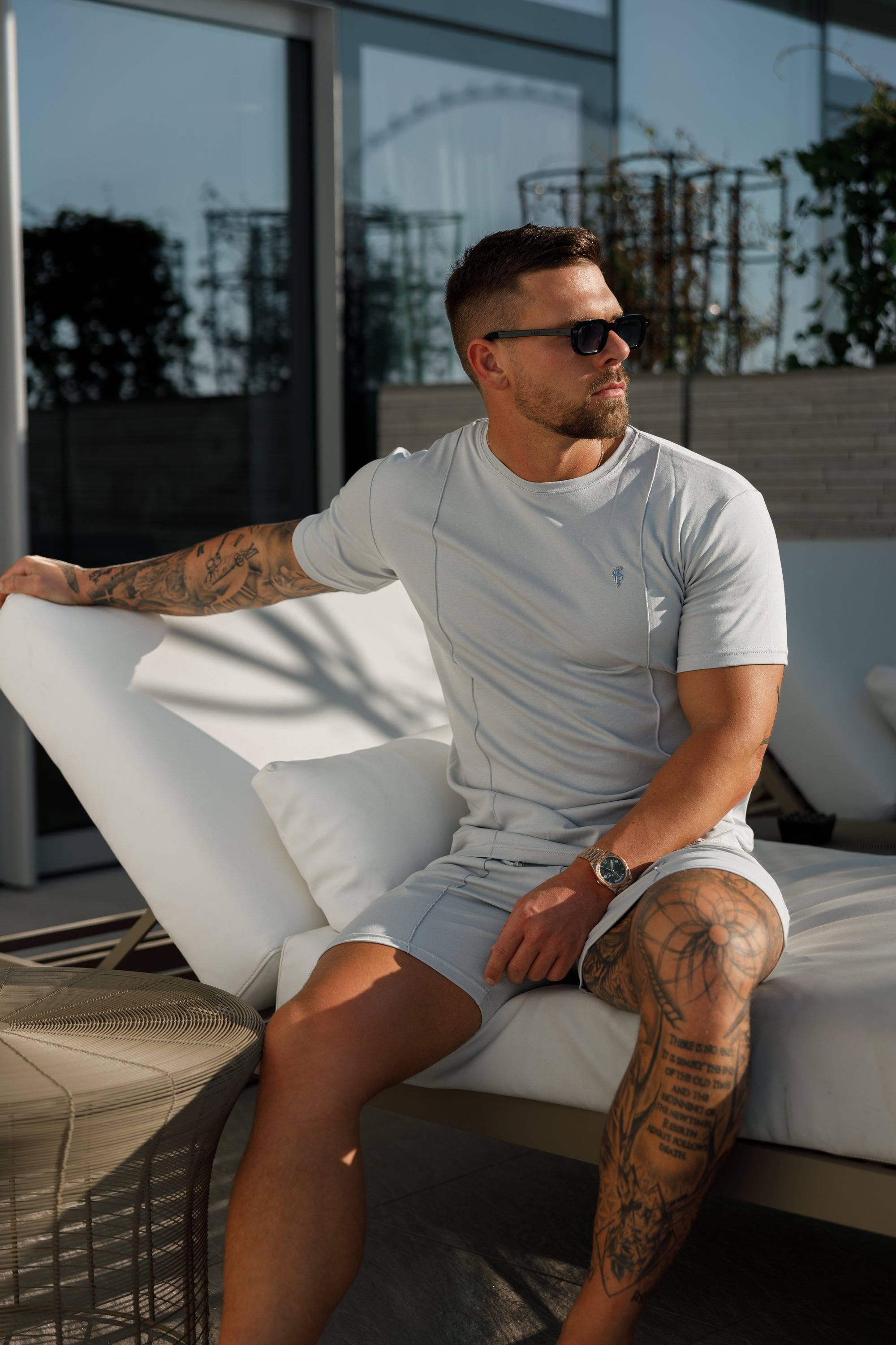 Light Grey / Silver Crew T Shirt With Pintuck Detail - FSH1049
