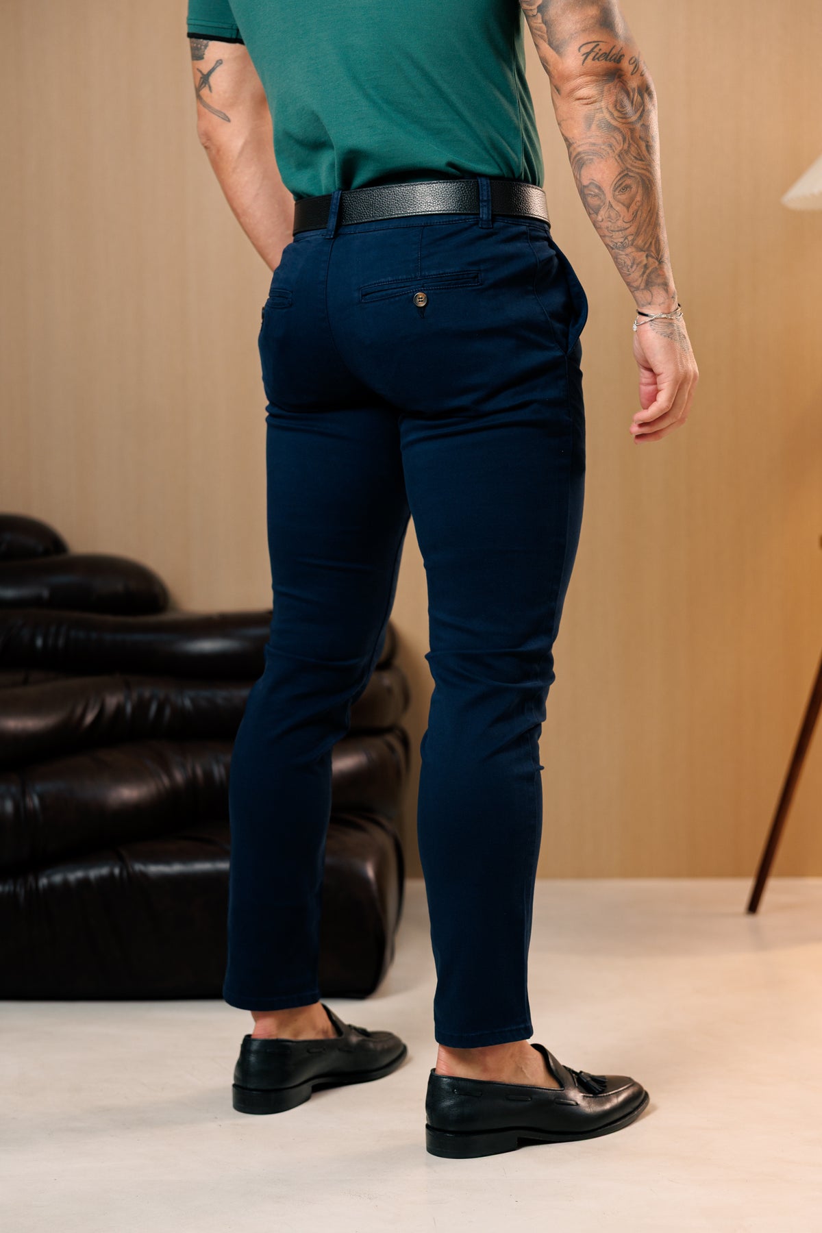 Navy Chino Trousers With Belt Loops - FSH1664 (PRE ORDER 10TH SEPTEMBER)