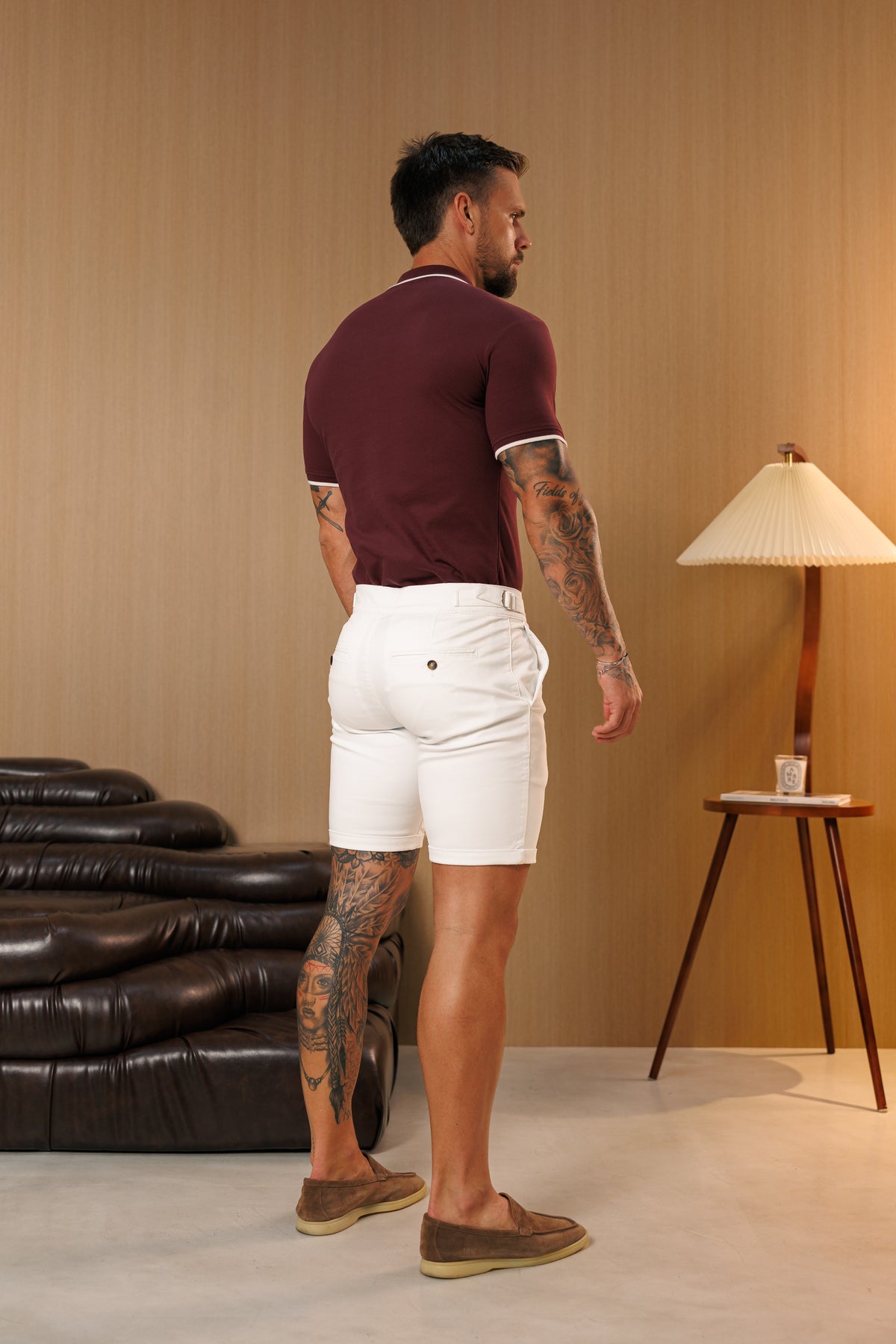 Burgundy / White Polo Shirt With Contrast Collar and Sleeve - FSH1676