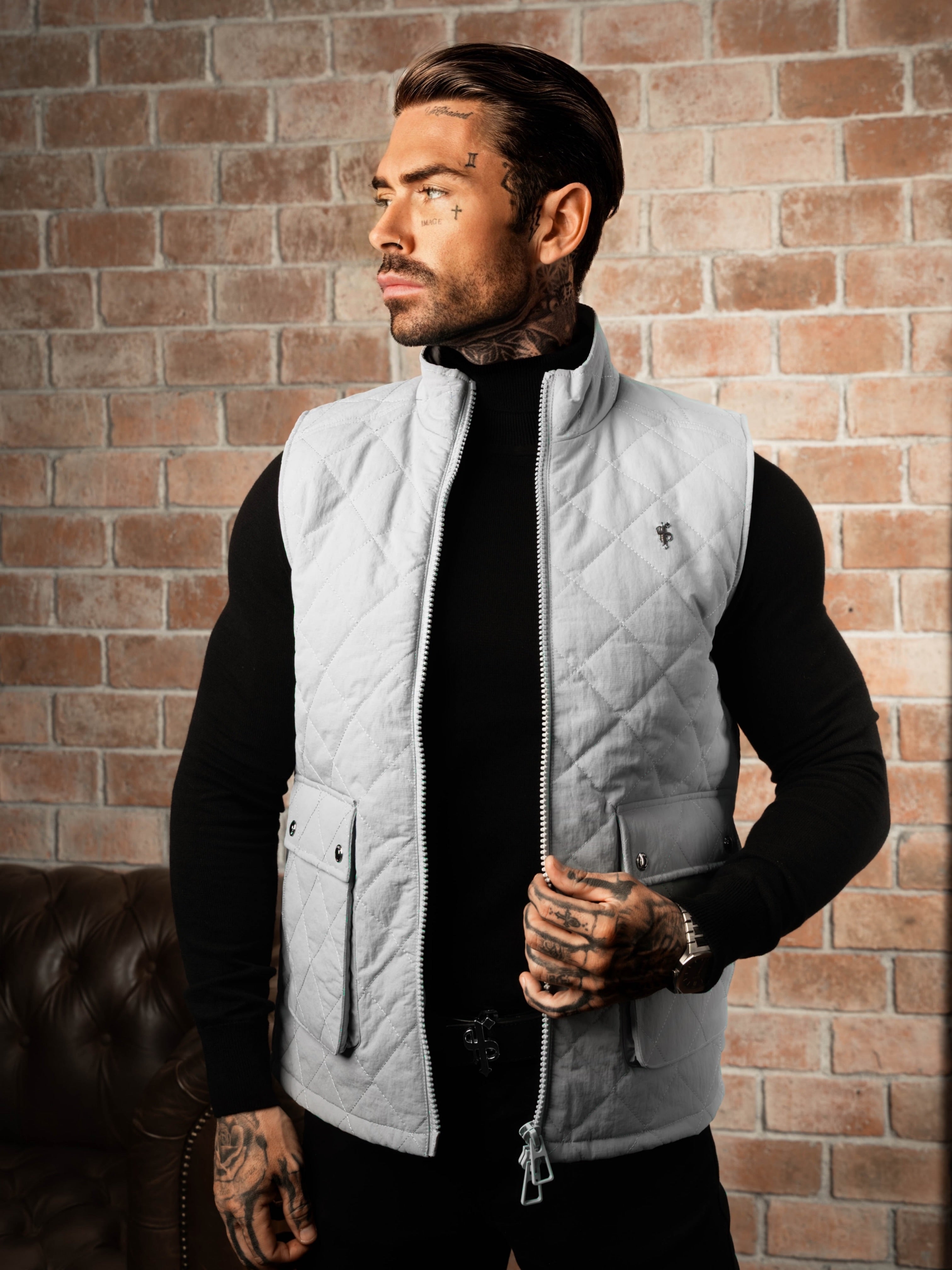 Grey Padded Gilet With Front Pockets  - FSN211