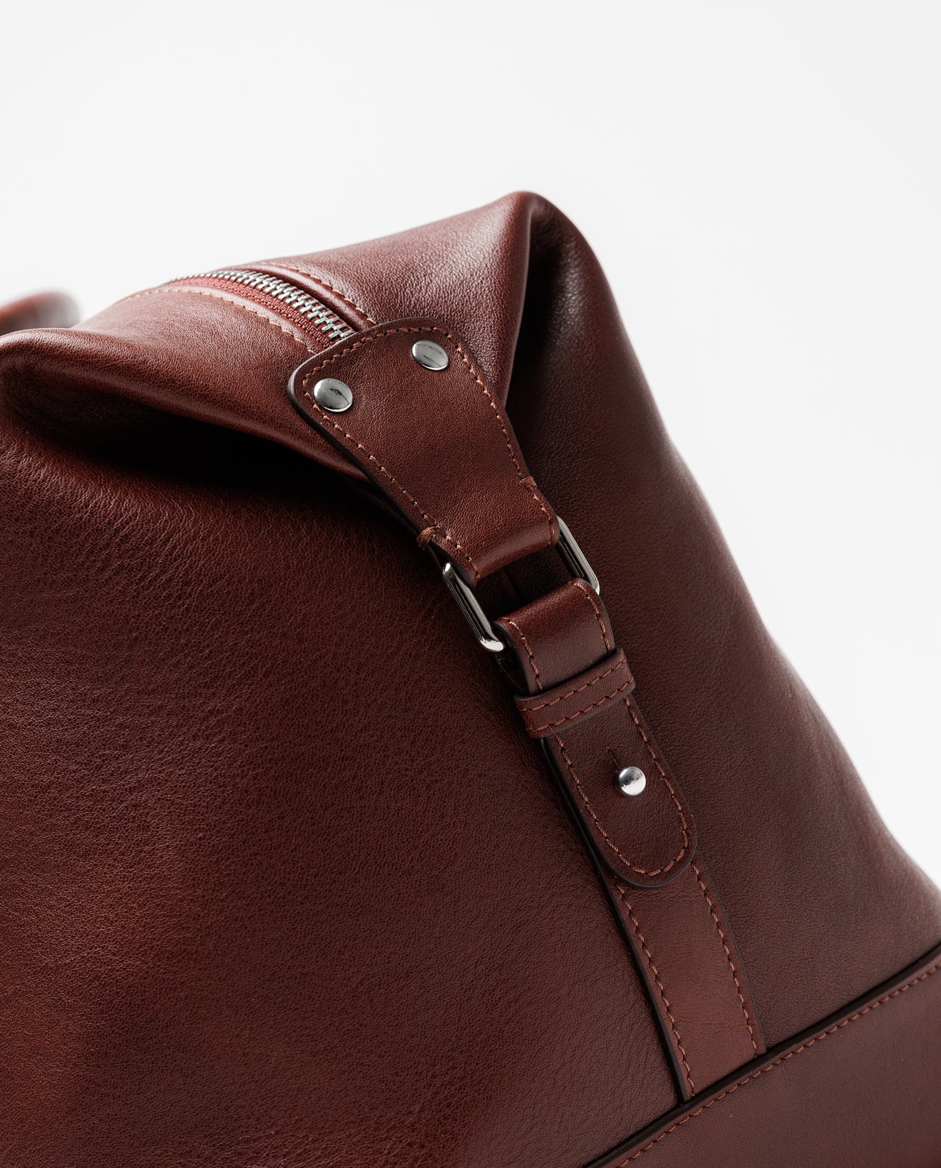 Dark Tan Leather Holdall Bag - FSH202