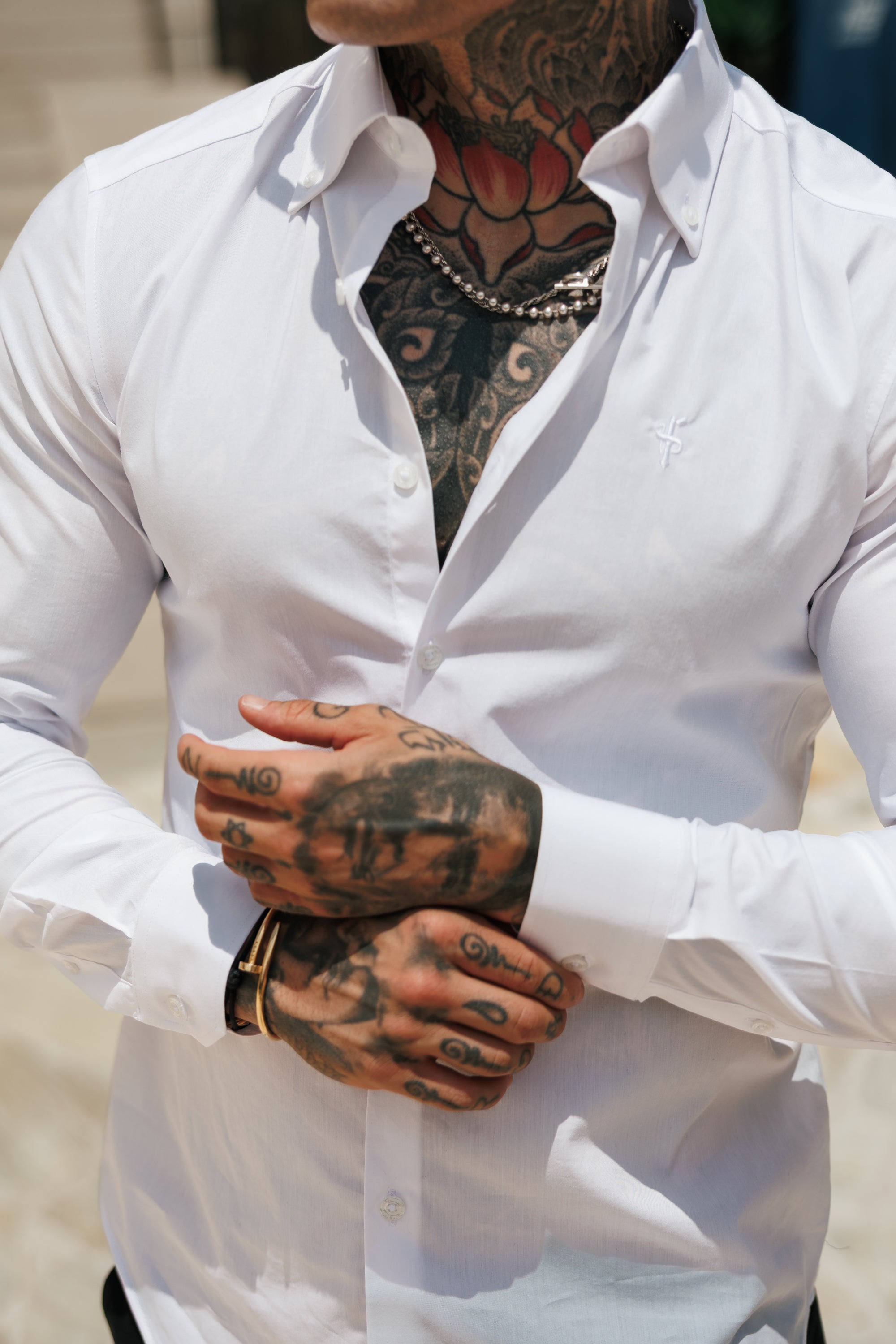 Romeo Classic Fit Stretch White Buttondown Collar Shirt  - FS1255