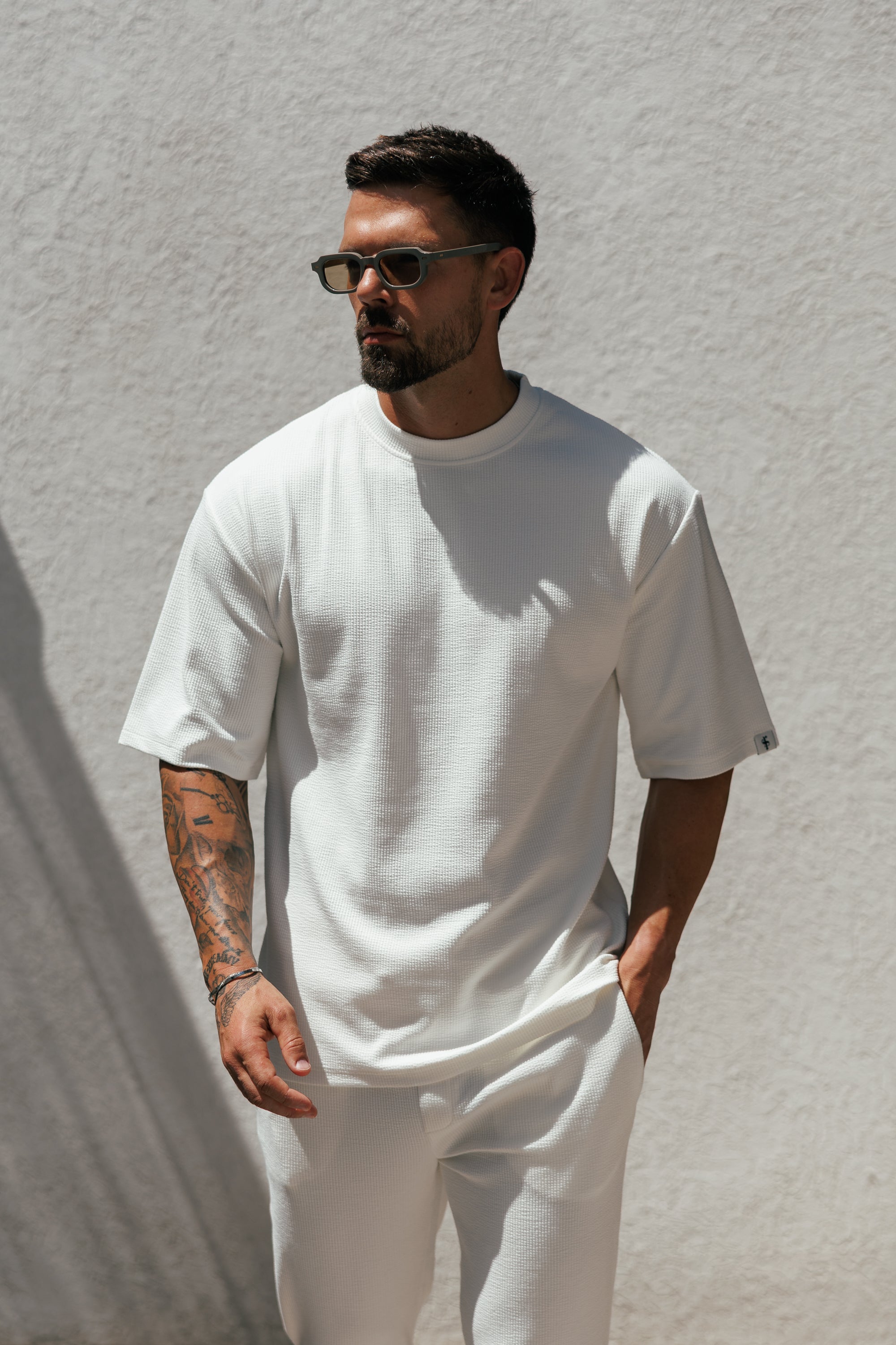 Jersey Cord White Oversized T-Shirt - FSR101 (PRE ORDER 12TH JUNE)