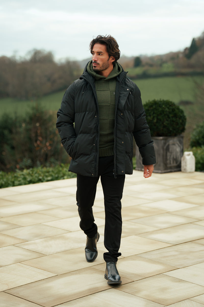 Father Sons Black Padded Coat with Hood - FSN234 (PRE ORDER 15TH DECEMBER)