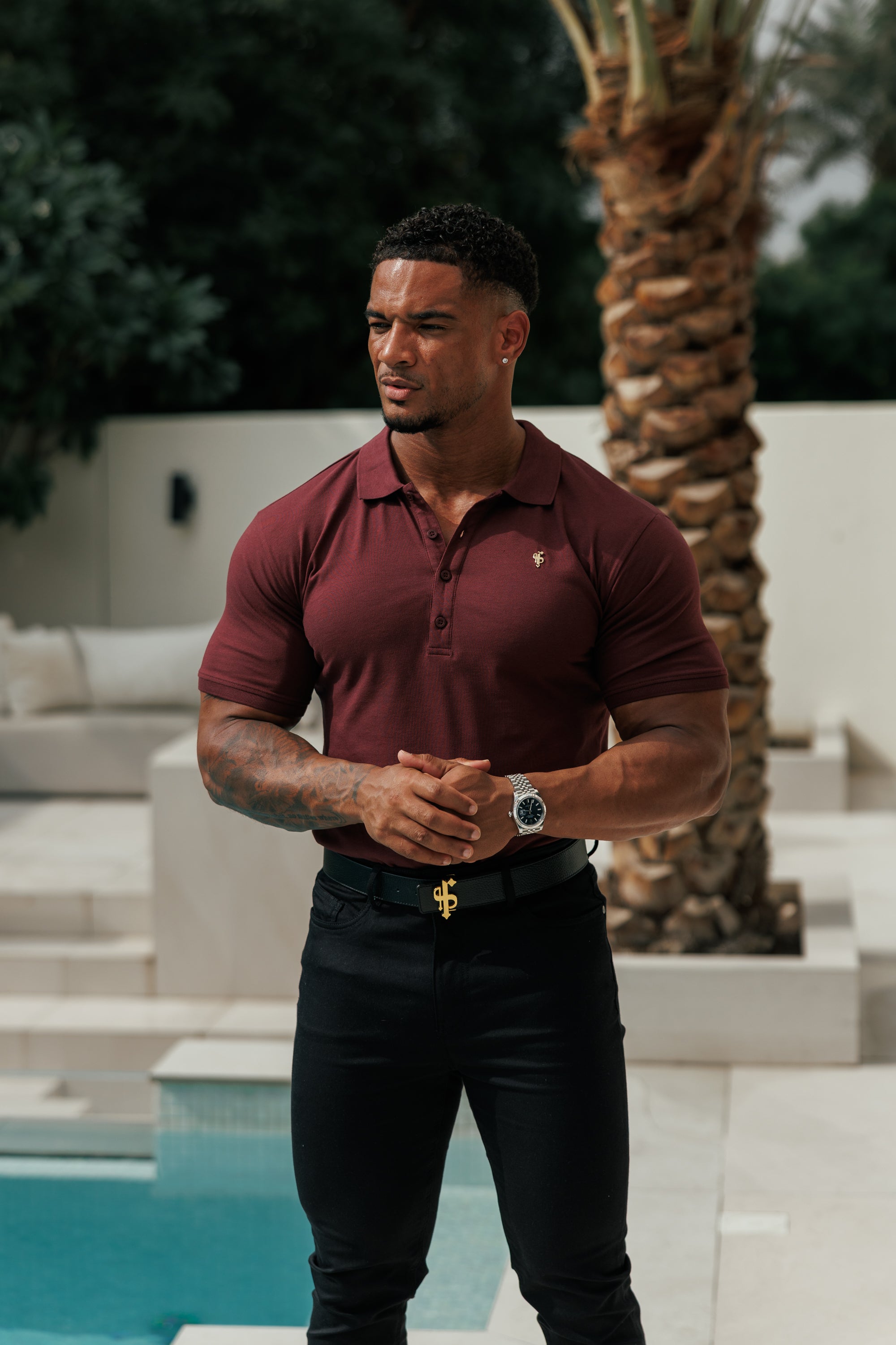 Burgundy / Gold Polo Shirt - FSH1407