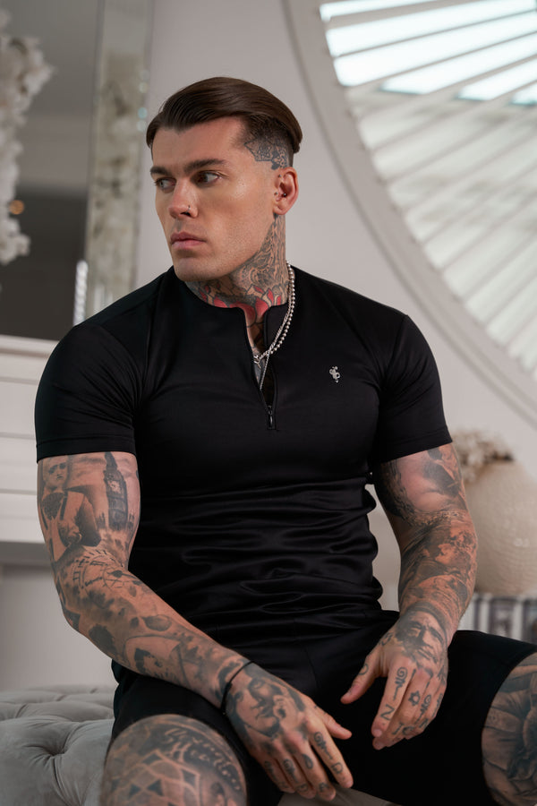 Father Sons Scuba Black / Silver Crew T Shirt With Zip Detail Short Sleeve - FSH1032 (PRE ORDER 25TH APRIL)