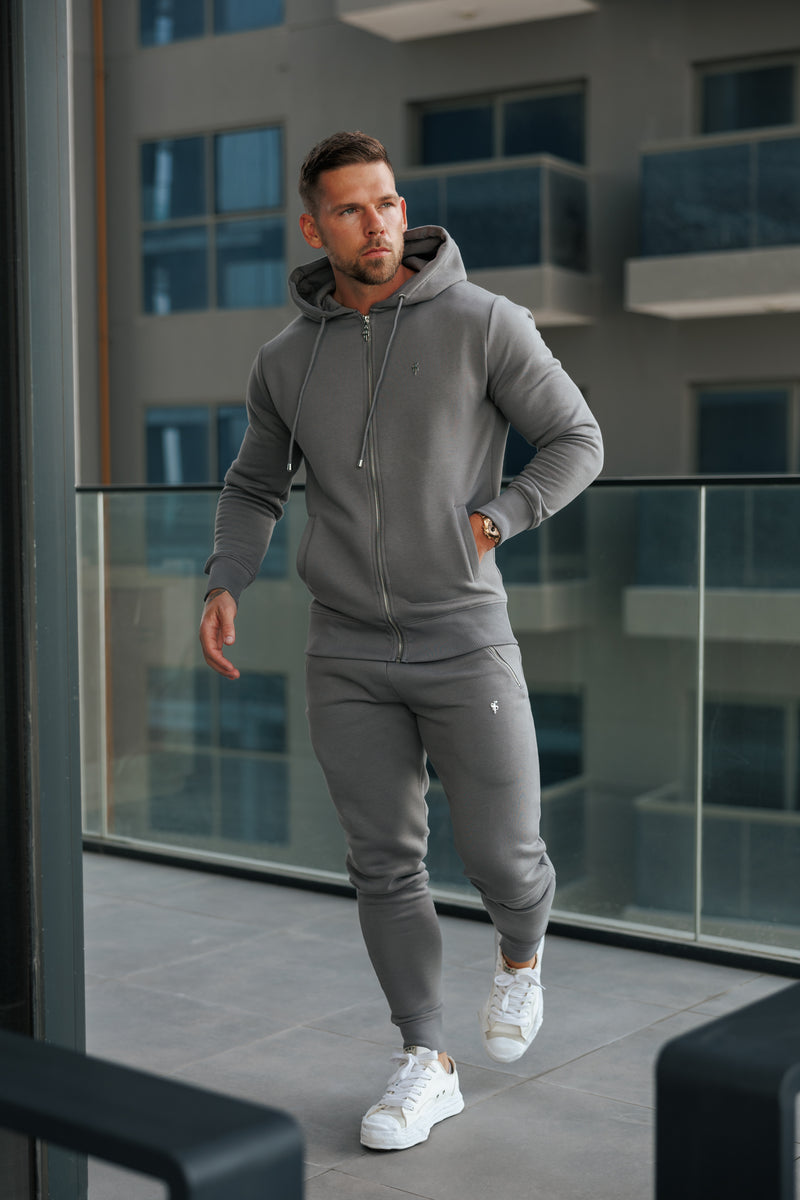 FS Charcoal / Silver Full Zip Hoodie with Pockets - FSH1251