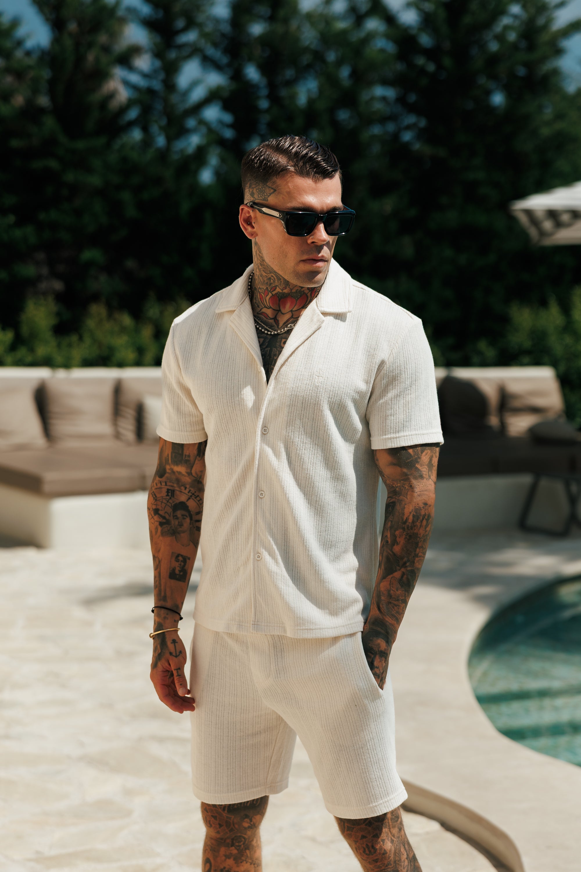 Waffle Revere Short Sleeve Shirt Off White  - FSR109