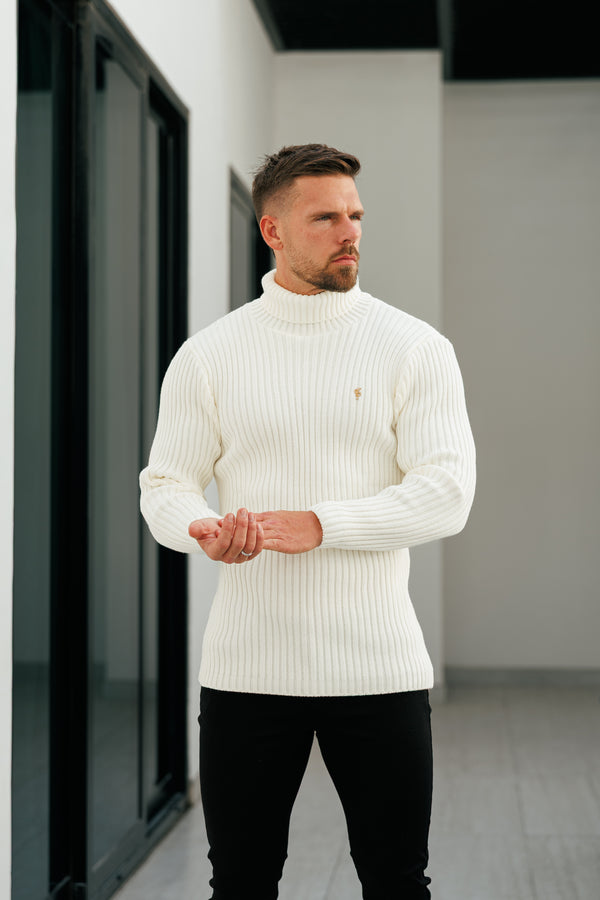 Father Sons Ribbed Knit Cream Roll Neck Jumper - FSJ114