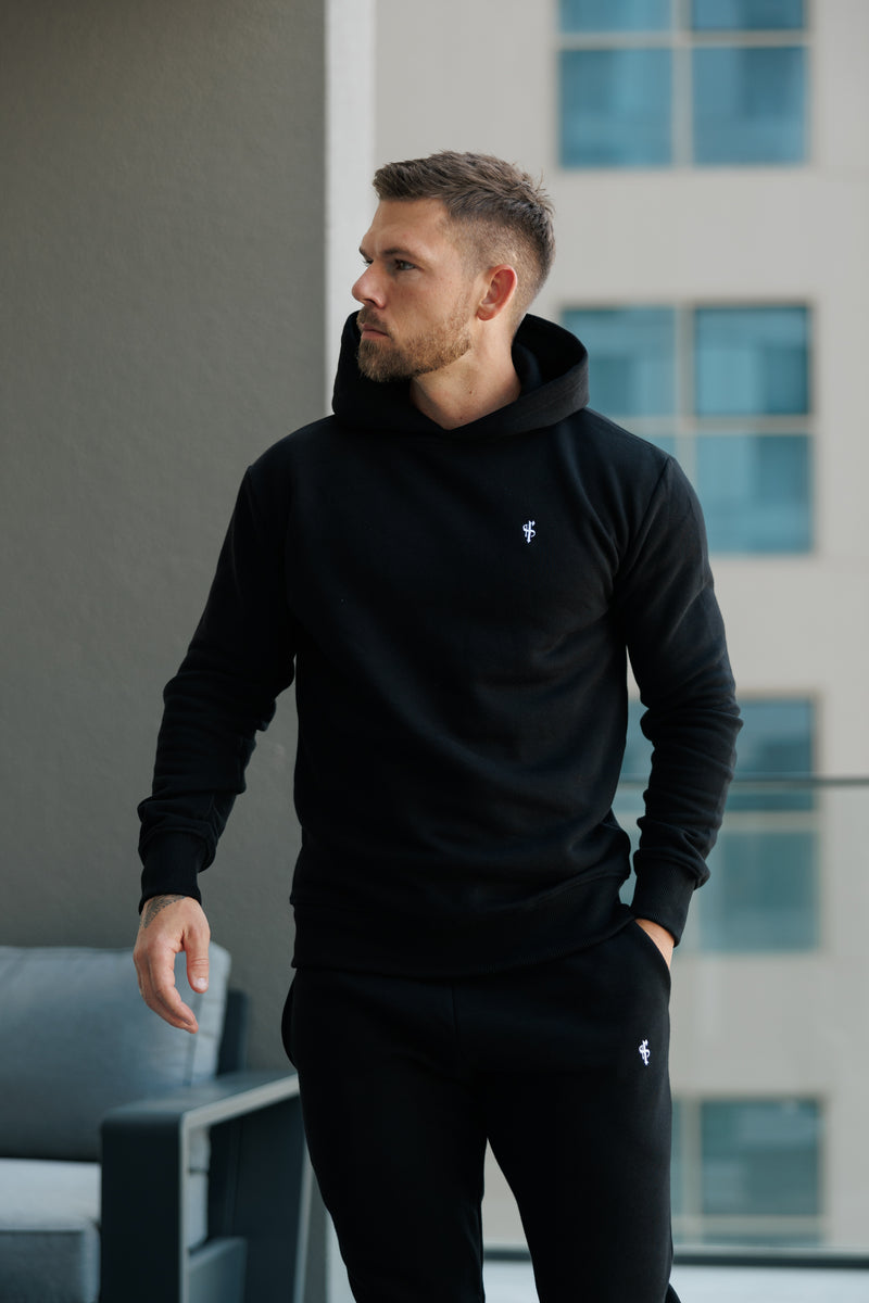 FS Plain Black Hoodie With FS Branding - FSH1189