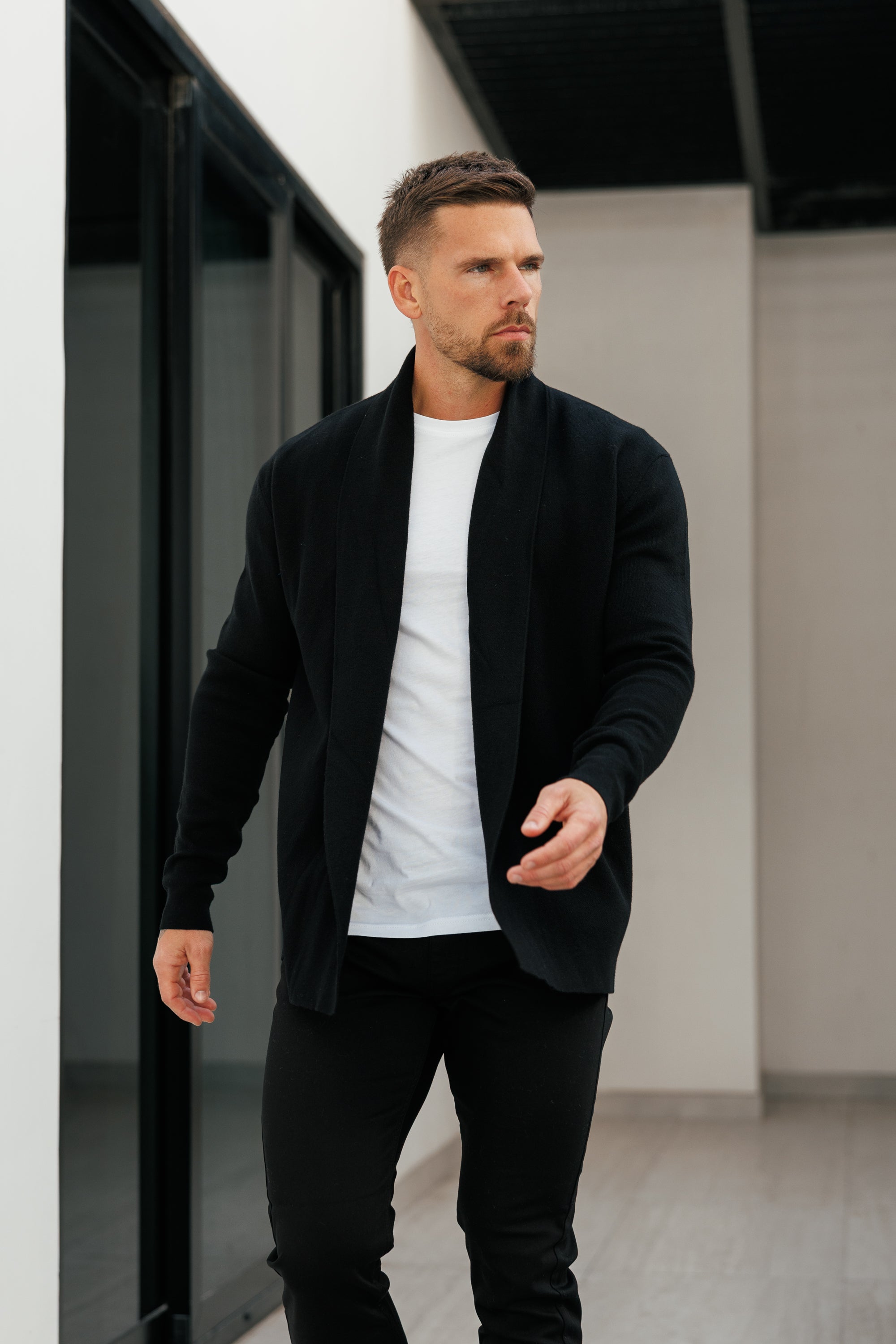 Soft Touch Shawl Cardigan Black -  FSA001