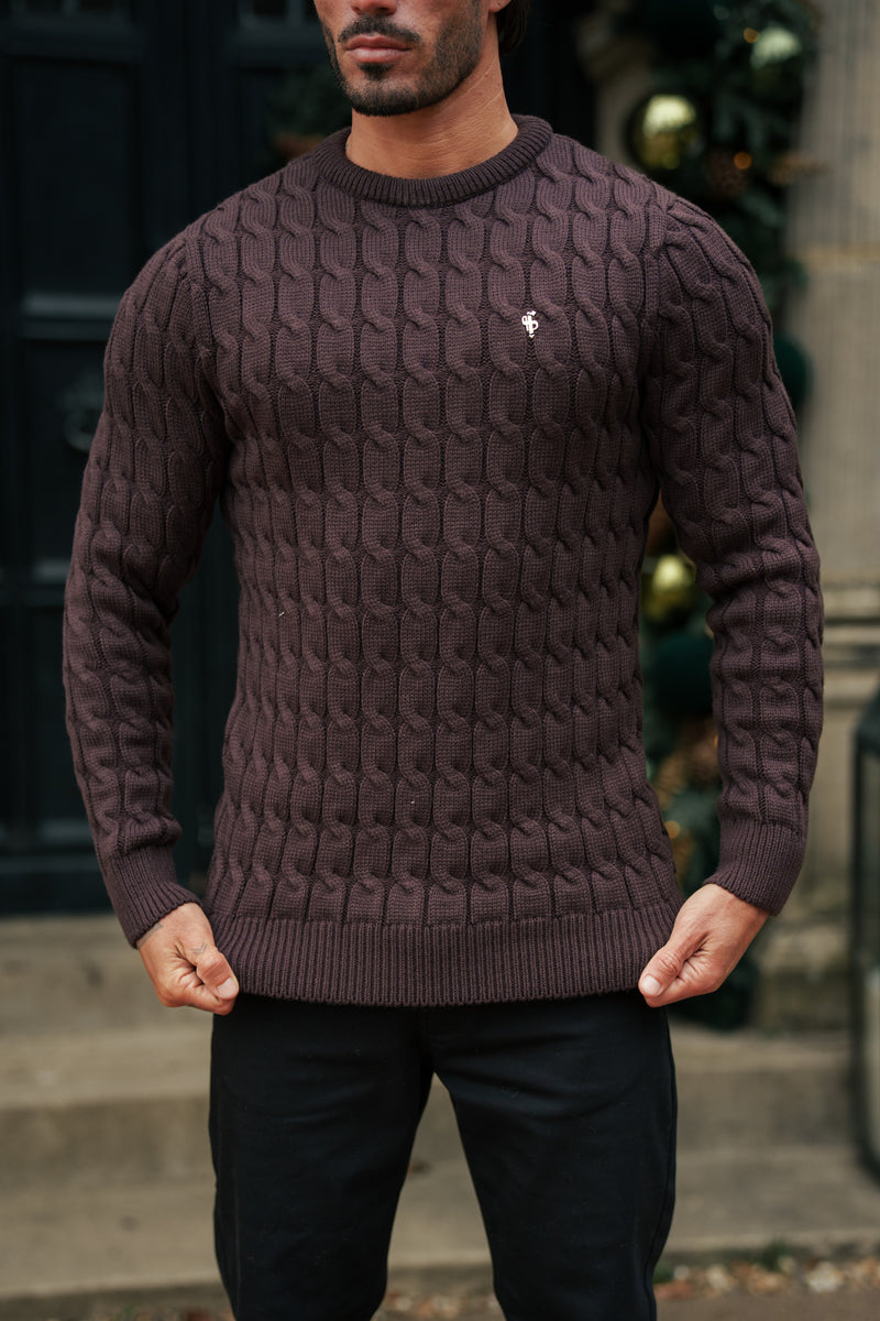 Father Sons Link Weave Knit Brown Crew Neck Jumper - FSJ141