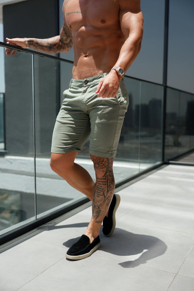 Father Sons Slim Fit Olive Chino Shorts - FSH987