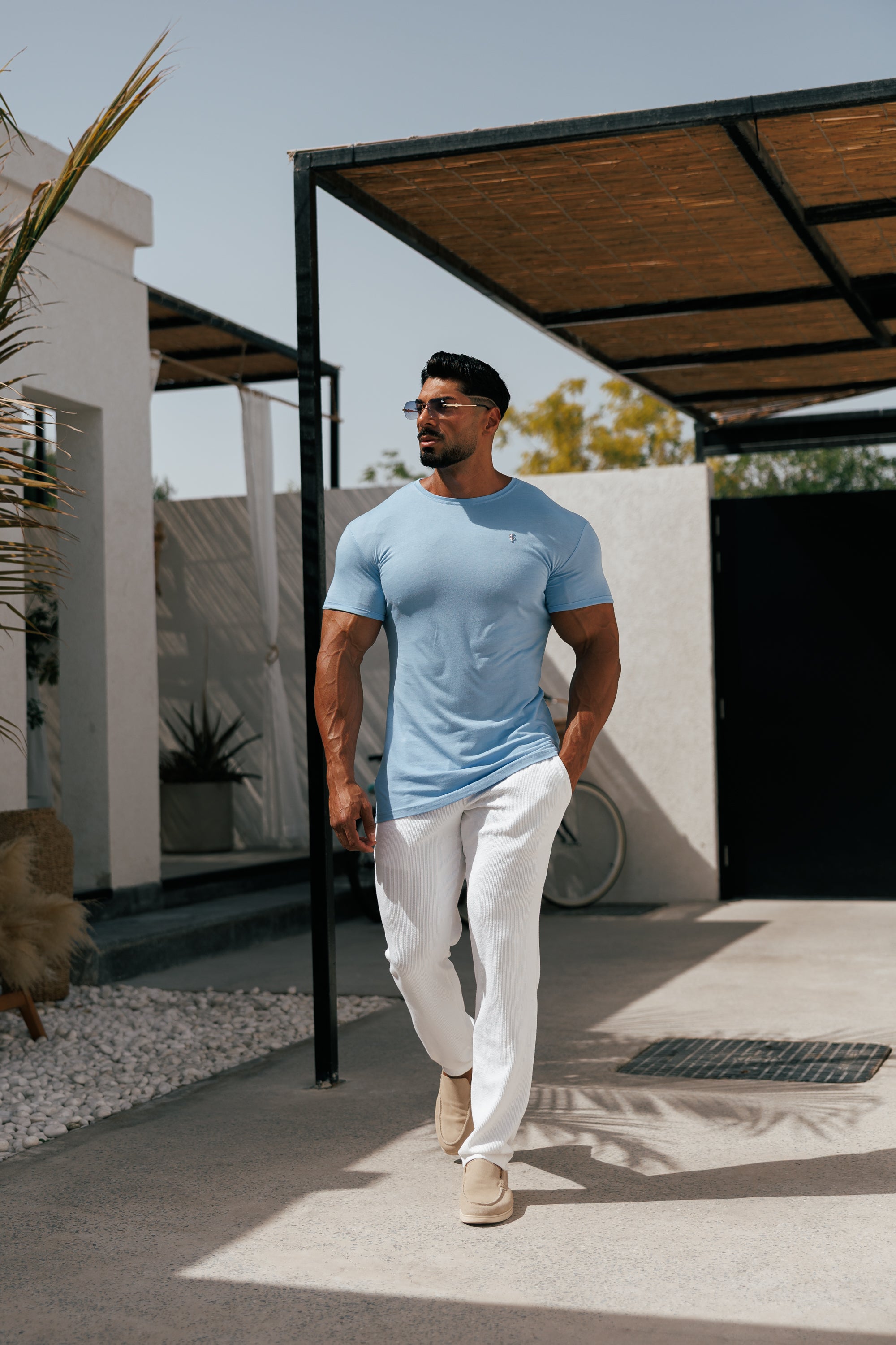 Jersey Cord Relaxed White Trousers - FSR013