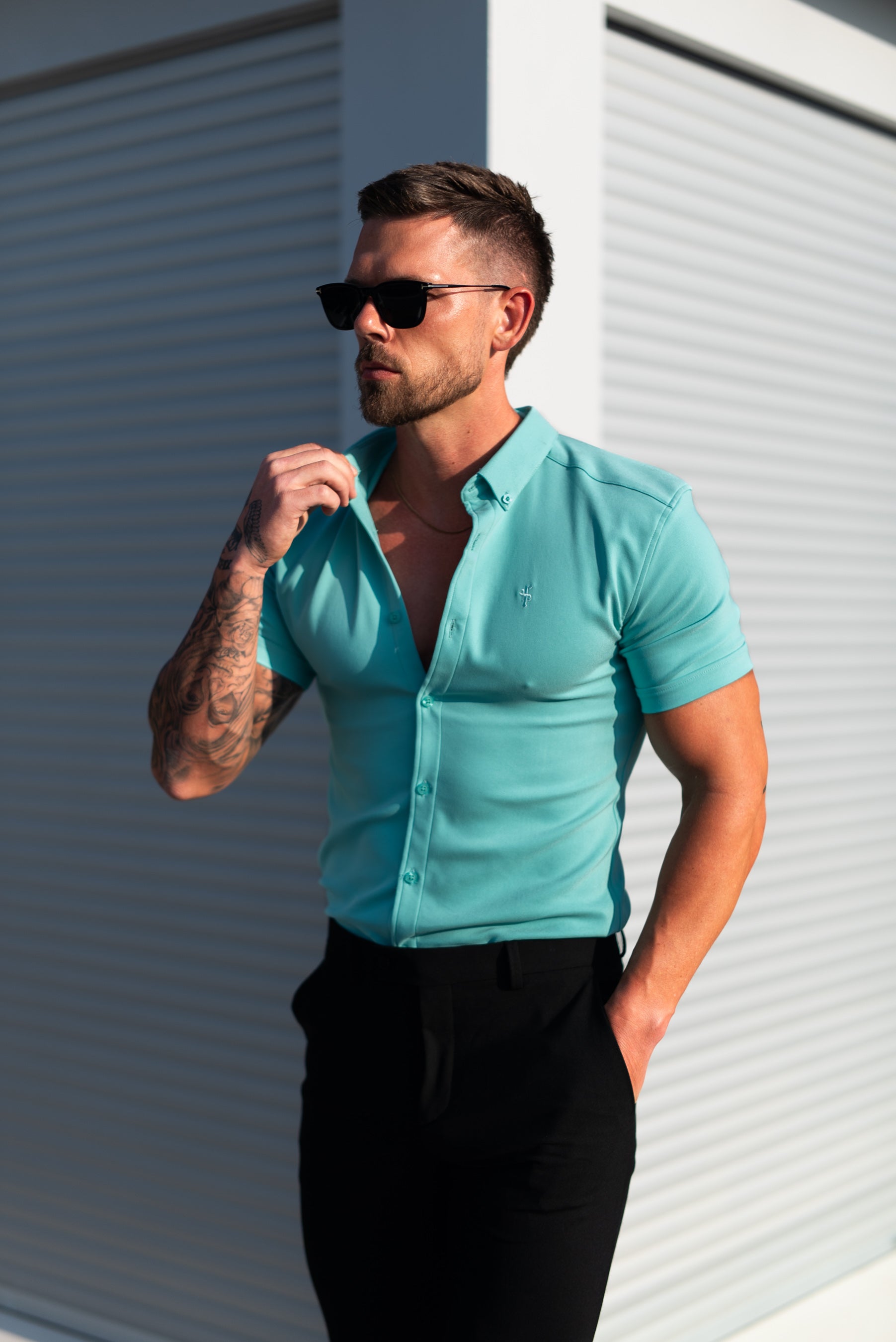 Super Slim SS New Mint Scuba with Button Down Collar - FS1117