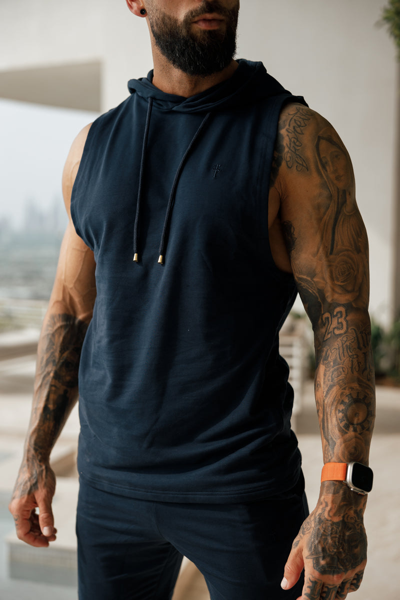 Father Sons Sleeveless Navy Gym Hoodie - FSH895