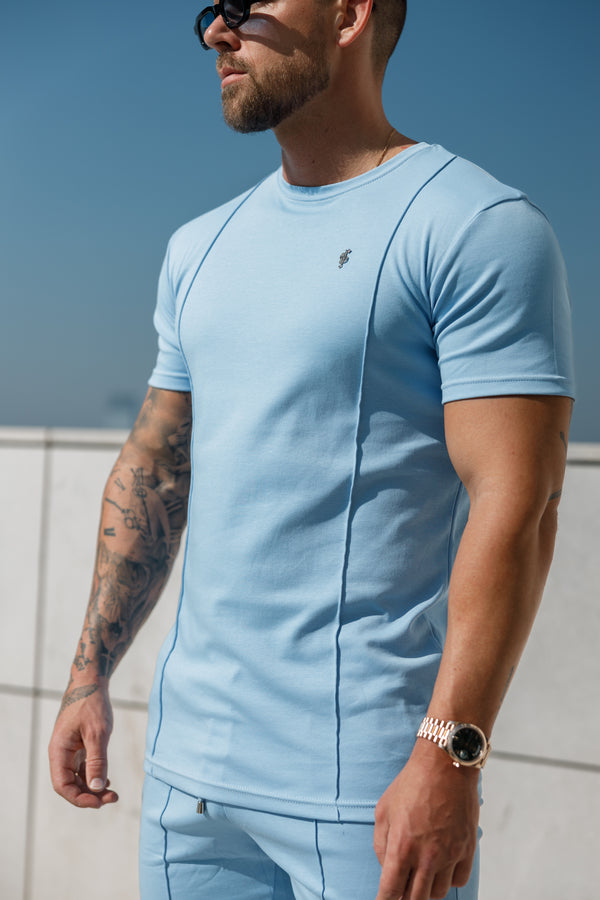 Father Sons Light Blue / Silver Crew T Shirt With Pintuck Detail - FSH1051