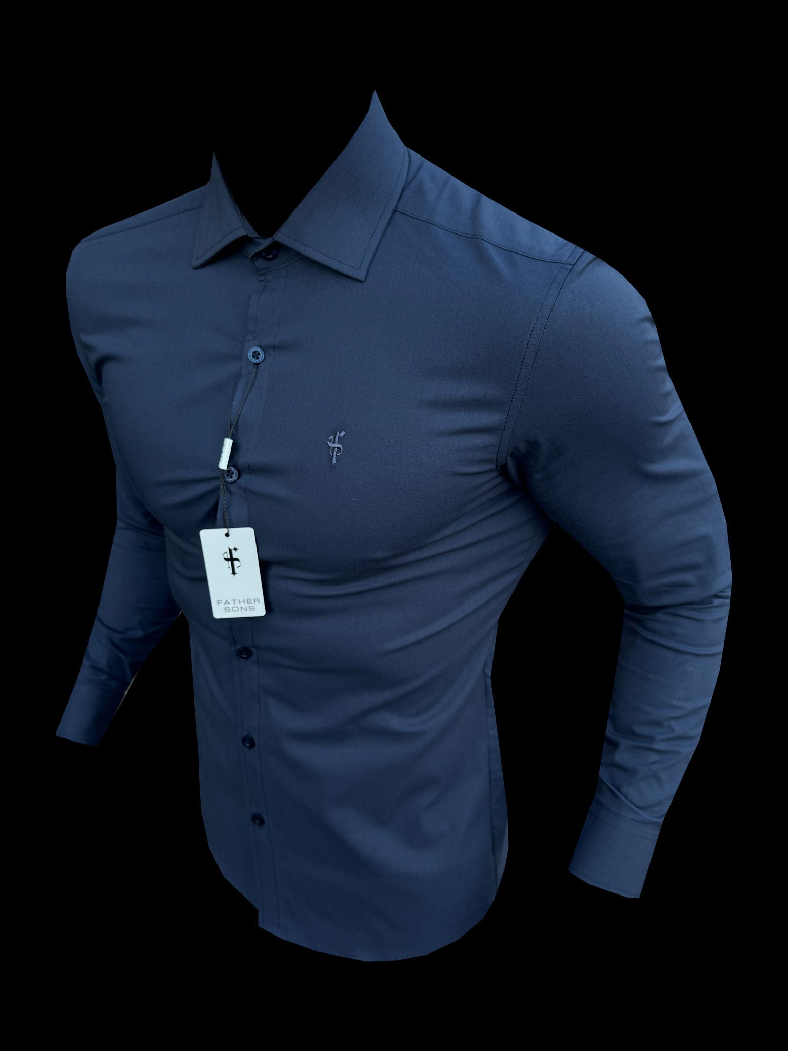 Muscle Fit Advanced Stretch Navy with Cutaway Collar  - FS1168
