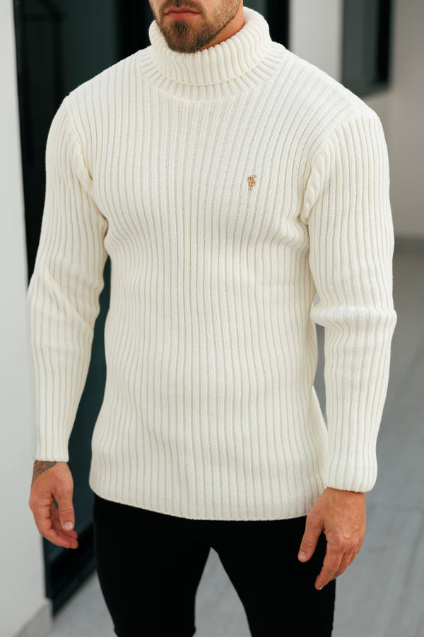 Father Sons Ribbed Knit Cream Roll Neck Jumper - FSJ114