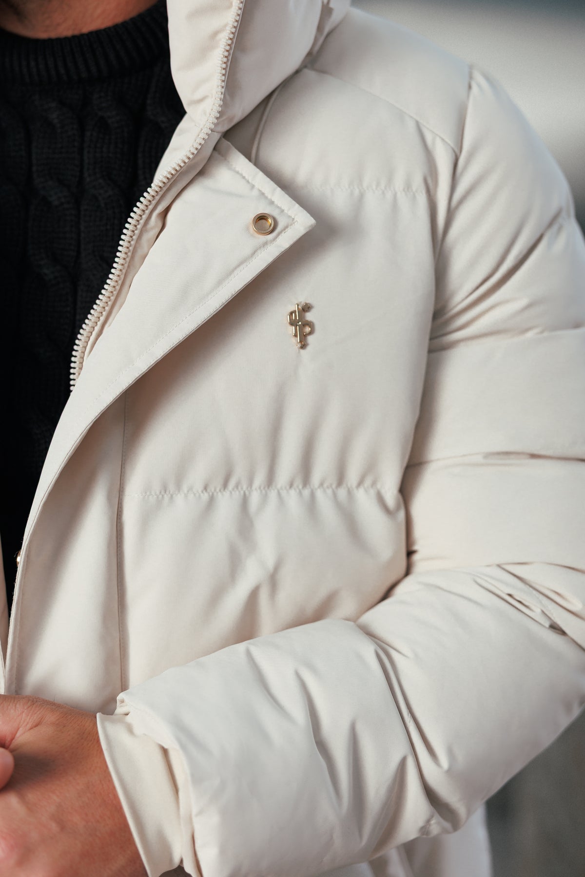Light Beige Padded Coat with Hood - FSN239 (PRE ORDER 24TH OCTOBER)