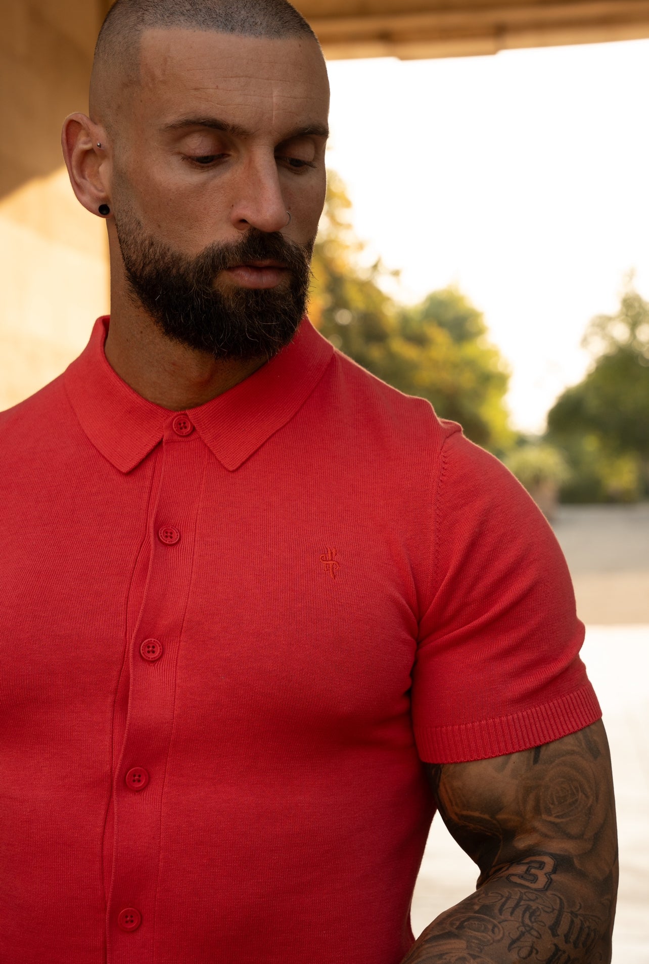 Classic Plain Coral Knitted Button Through Polo Short Sleeve - FSN164