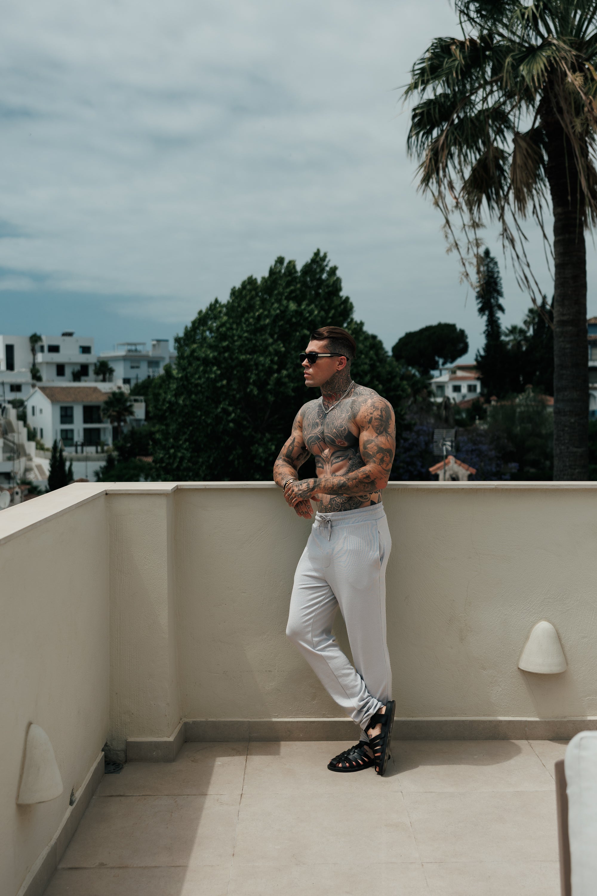 Jersey Cord Slim Light Grey Trousers - FSR091