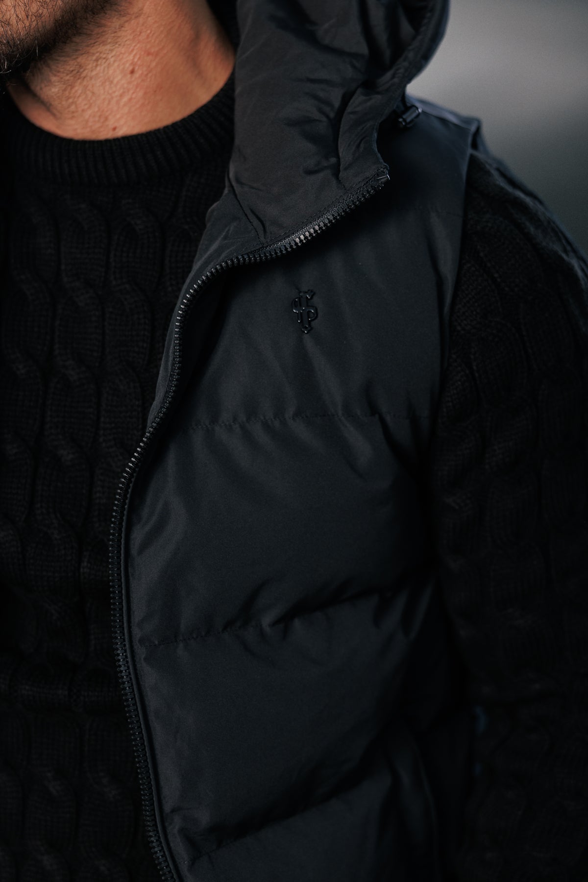 Black Padded Hooded Gilet - FSN235 (PRE ORDER 24TH OCTOBER)