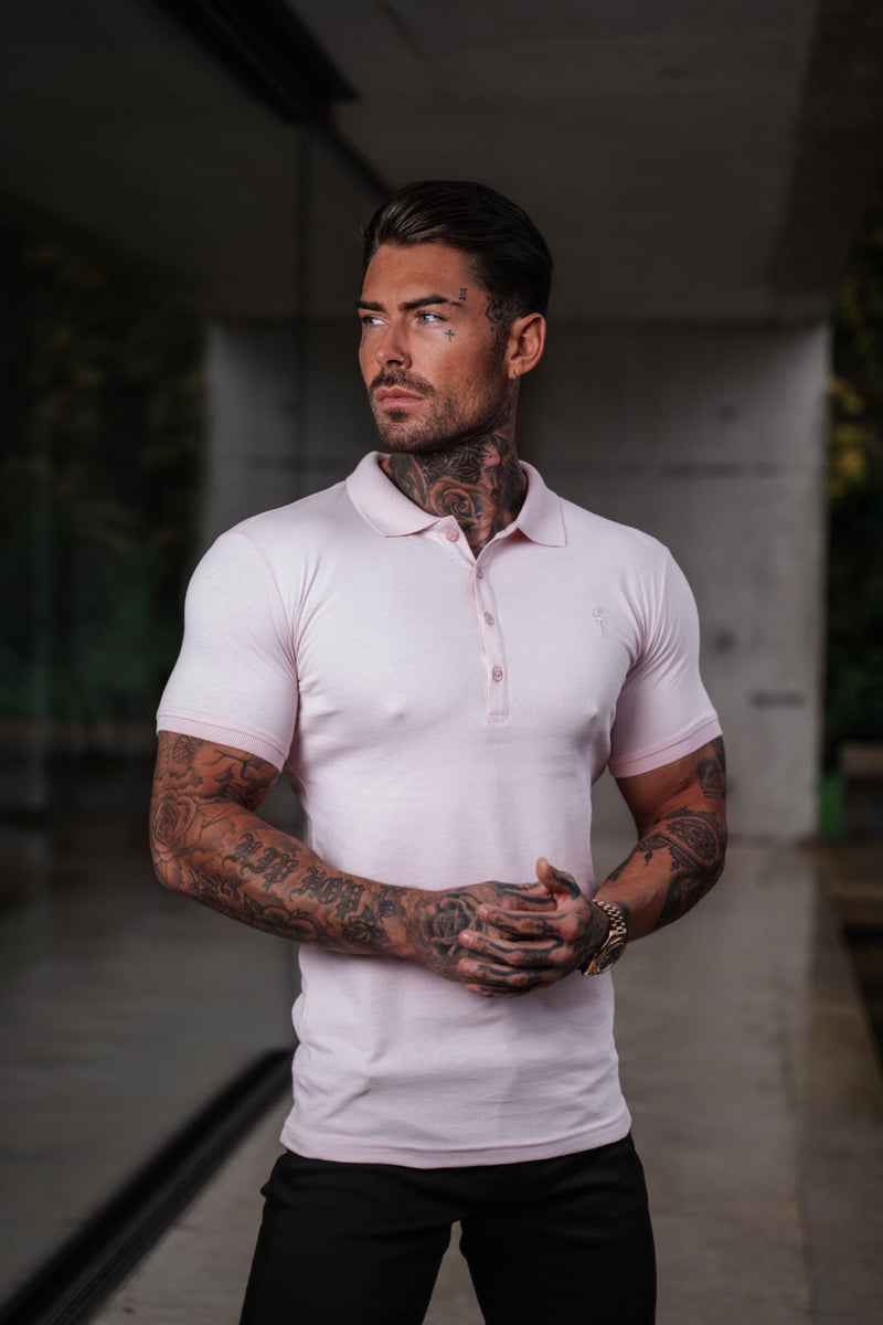 Father Sons Classic Pink Polo Shirt with Tonal Button and Embroidery - FSH878