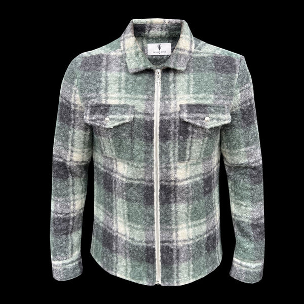 FS Boucle Zipped Check Jacket Green - FSN156