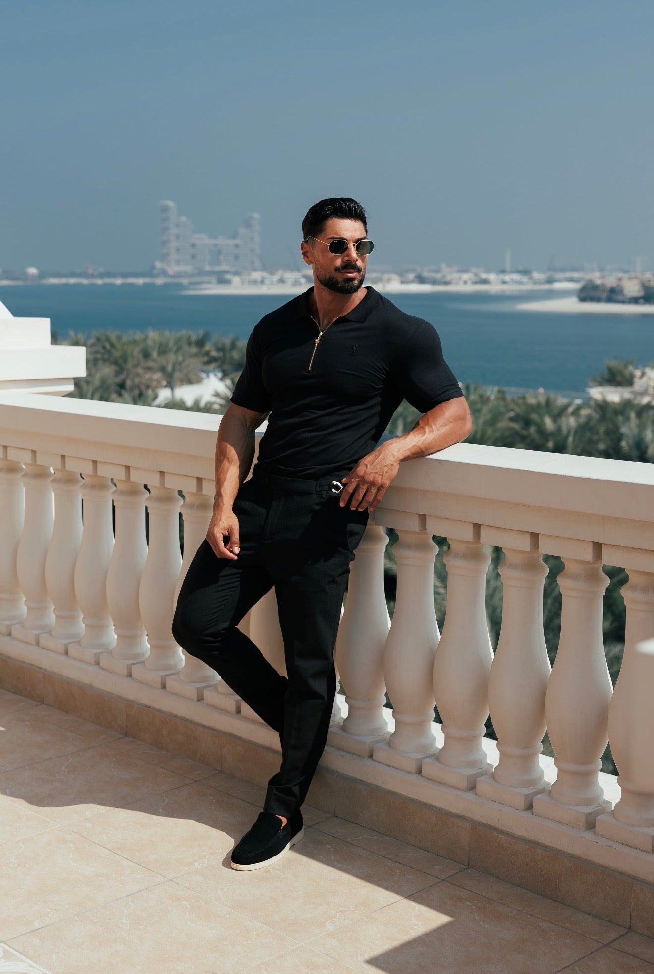 Classic Black and Gold Zipped Polo Shirt - FSH1520