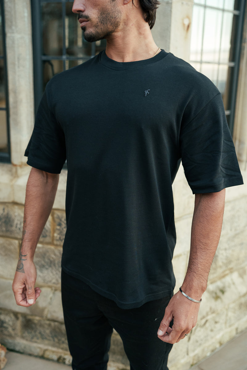 Father Sons Classic Black / Black Oversized Crew T Shirt - FSH1418