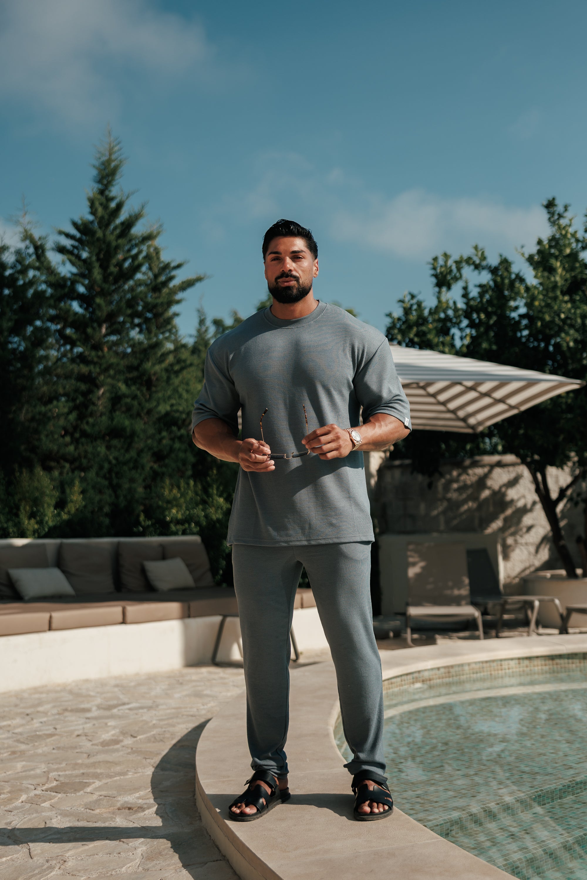 Jersey Cord Gunmetal Oversized T-Shirt - FSR108
