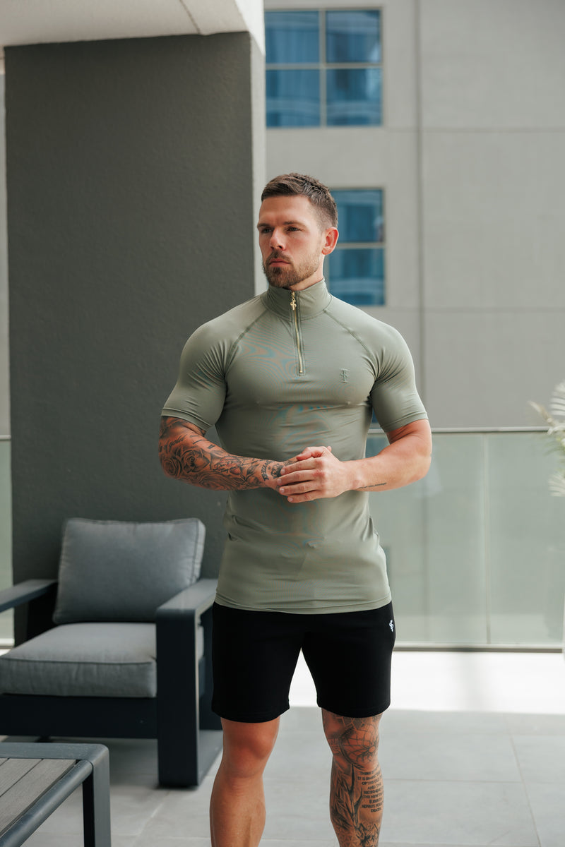 FS SS Olive Half Zip Gym Top - FSH1310