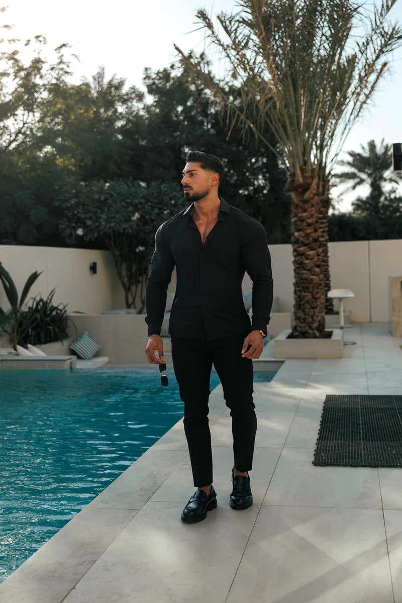 Father Sons Ultra Stretch Compression Shirt Long Sleeve Black - FS1234